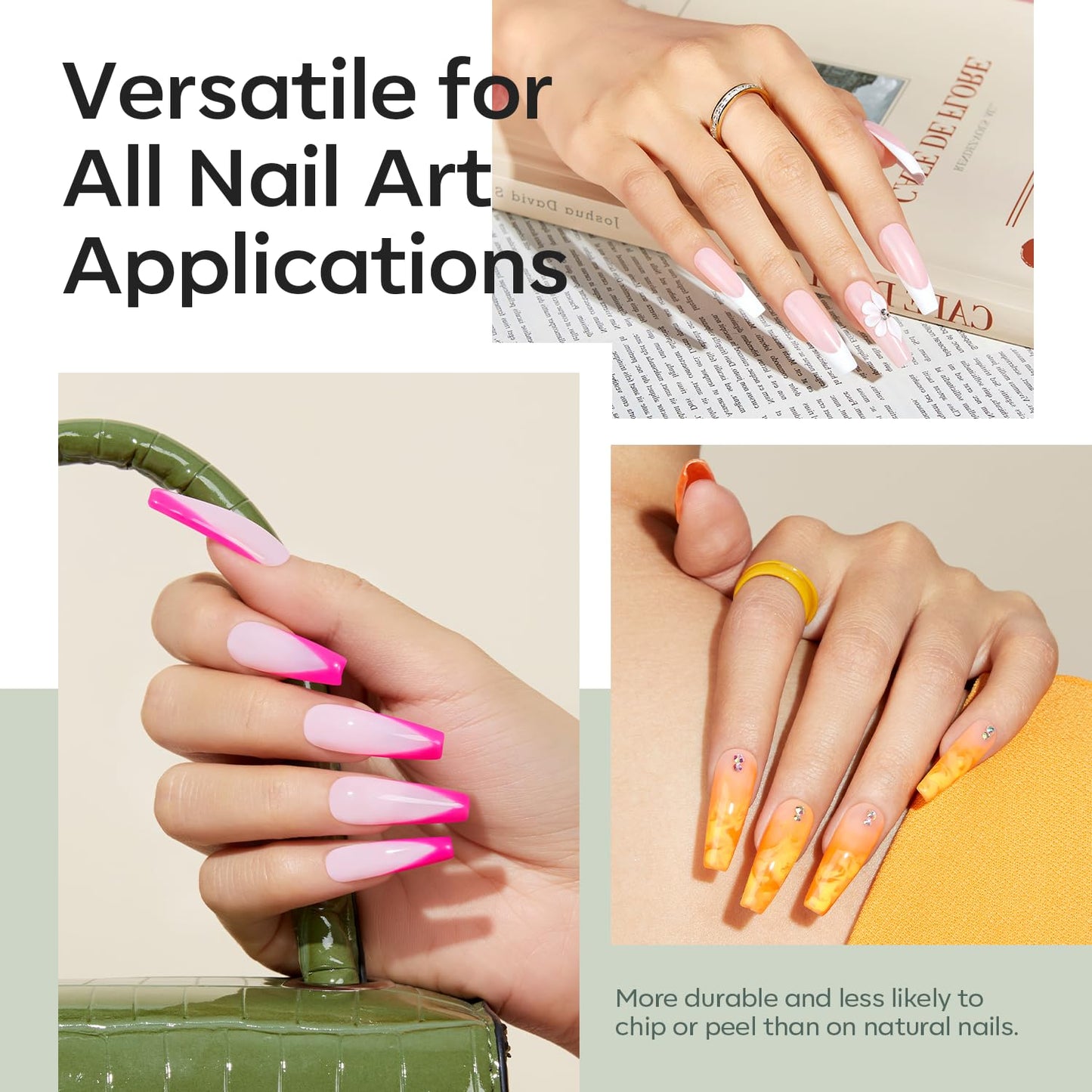 modelones Long Coffin French Nail Tips, 504 PCS No C Curve Pre-shaped Clear Acrylic Fake Nails Tips Gel Half Cover 12 Sizes with Box