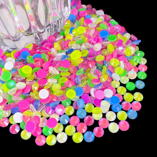 Flatback Glass Rhinestones,Bedazzler Gems 1440pcs Non Hotfix Crystal Rhinestones for Nail Charms Crafts Clothes Tumblers,Mixed AB Neon,SS20