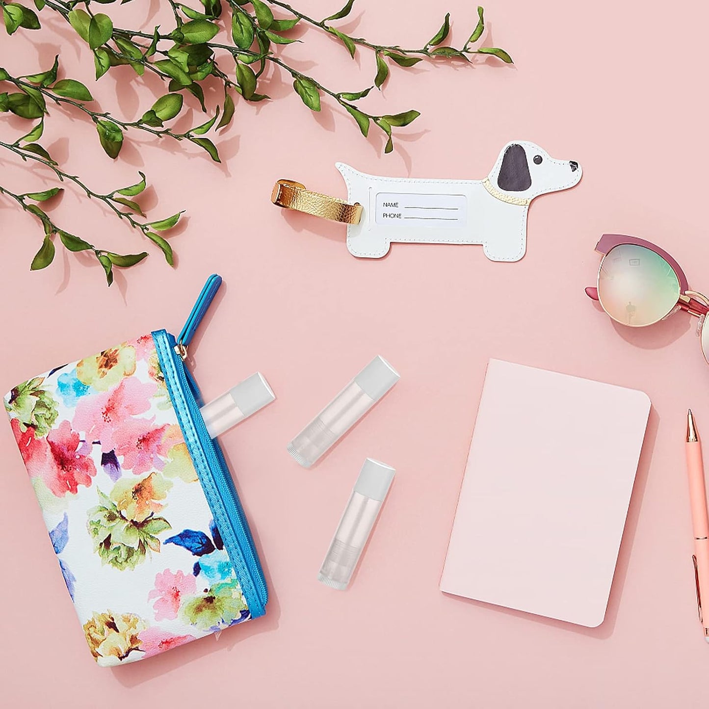 Bekith 100 Pack 5.5ml Clear Empty Lip Balm Tubes with White Caps