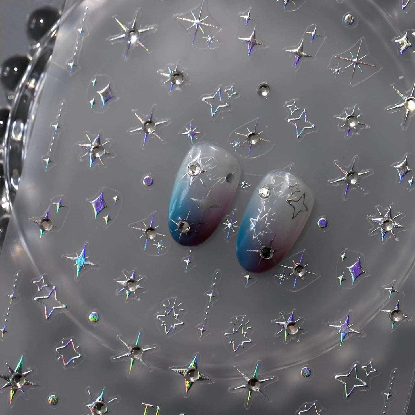 Star Nail Stickers for Nail Art 5D Embossed Self Adhesive Aurora Star Nail Art Stickers Star Nail Decals with Glitter Shiny Nail Art Design Star Nail Supplies for Women for DIY Manicure Decoration