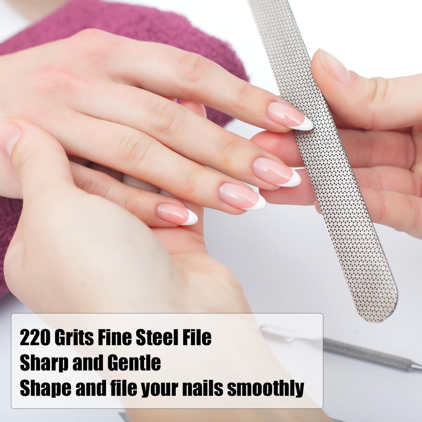 Long Lasting Nail File and Buffer Set, 1 Diamond Metal Nail File with 1 Nano Glass Nail Buffer, Professional Manicure Tools Kit for Home and Salon Use