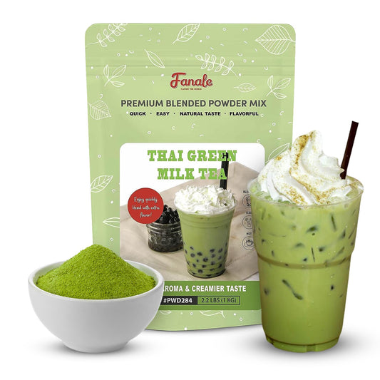 Fanale Premium Thai Green Bubble Tea Flavoring Powder for Boba Tea| Perfect for Baking, Smoothies, Desserts and Drinks | Instant Boba Bubble Tea Powder for Milk Tea - 2.2 Pounds (Pack of 20)