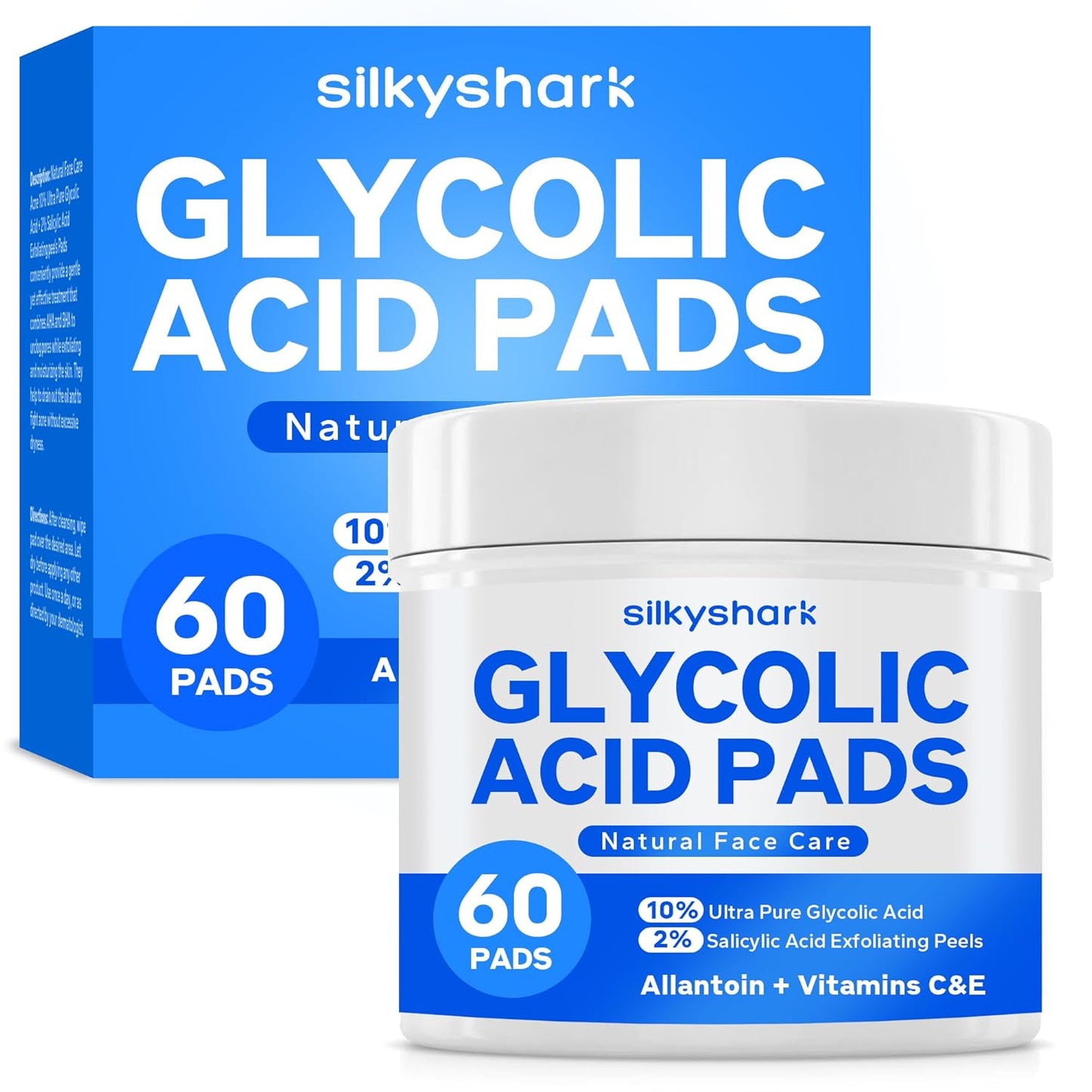 Glycolic Acid Resurfacing Pads (60 Count), 10% Ultra Pure + 2% Salicylic Acid, Exfoliating Peel Pads for Face, Effective Chemical Peel, Radiant Skin Renewal