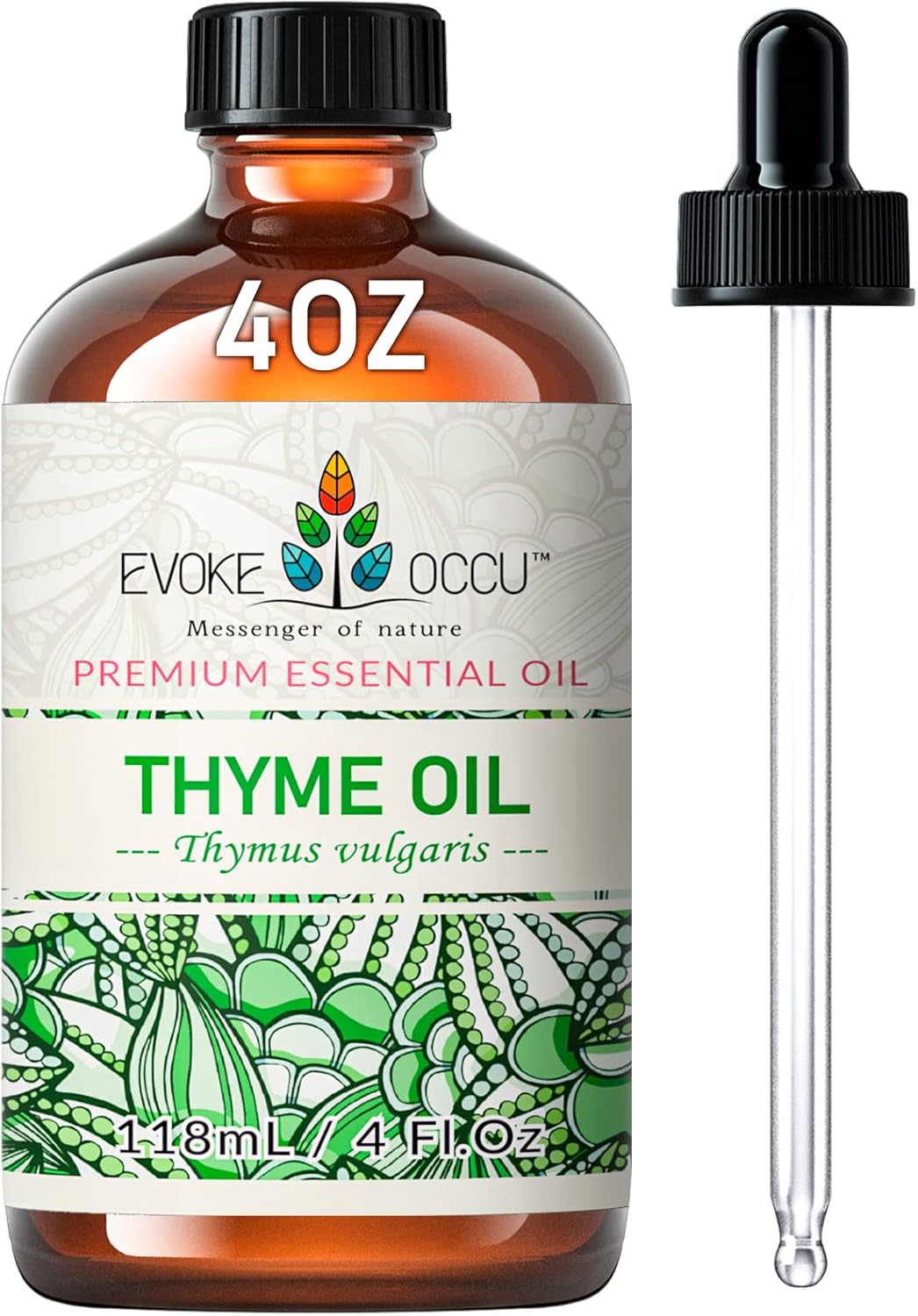 EVOKE OCCU Thyme Essential Oil for Diffuser, Massage, Candle and Soap Making - 4 FL Oz
