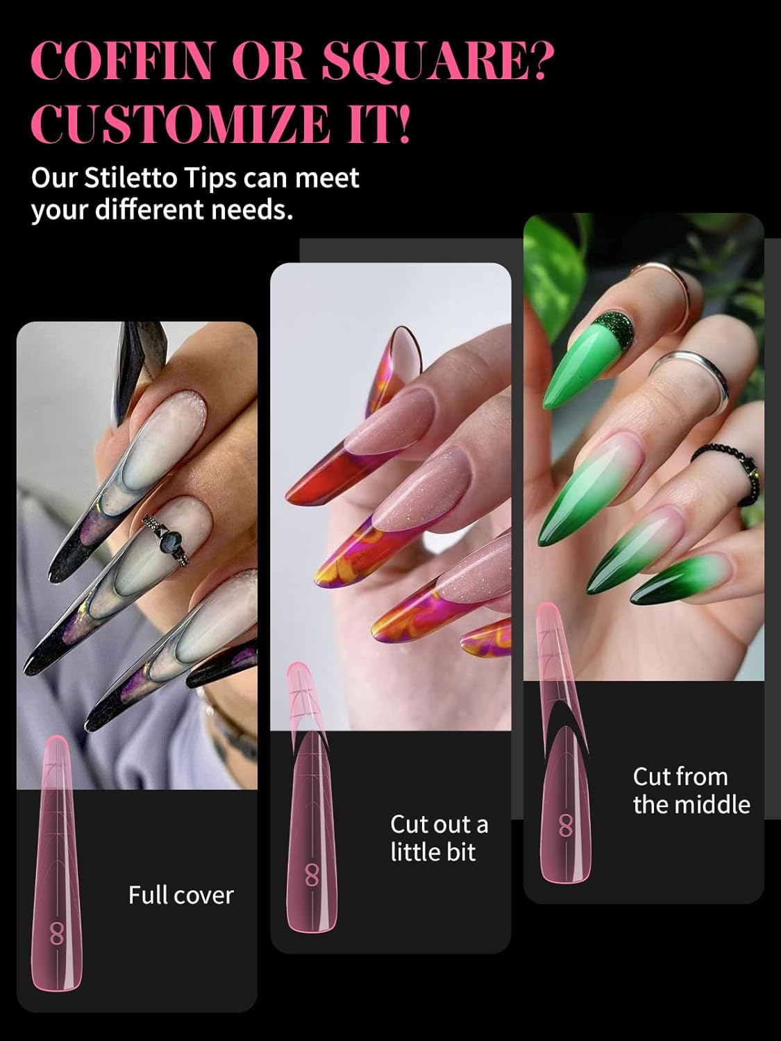 EBANKU Dual Nail Forms for Poly Extension Gel, 150 PCS Pink Nail Molds Reusable 15 Sizes Nail Extension Forms for Builder Gel Manicure Design Salon DIY