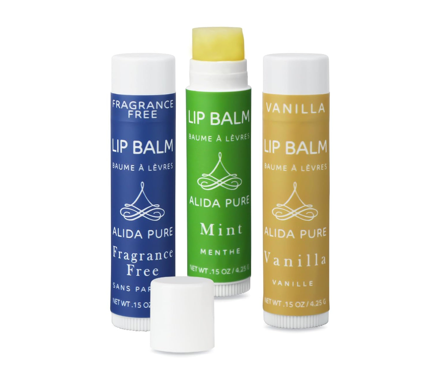 Favorites Lip Balm Collection, Vegan Set, Bees Wax Free, Coconut Oil Free, with Organic Jojoba and Avocado Oil, Vitamin E, Natural Moisturizer For Dry Cracked Lips, 3 Tube Set