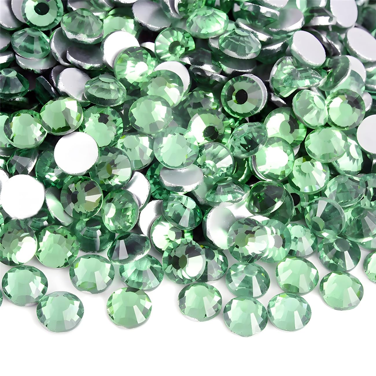 Flatback Rhinestones Round Gems for Nails Art and Crafts 1250Pcs SS20 5mm Glitter Crystals Stone DIY Bags Clothes Shoes (Light Green)