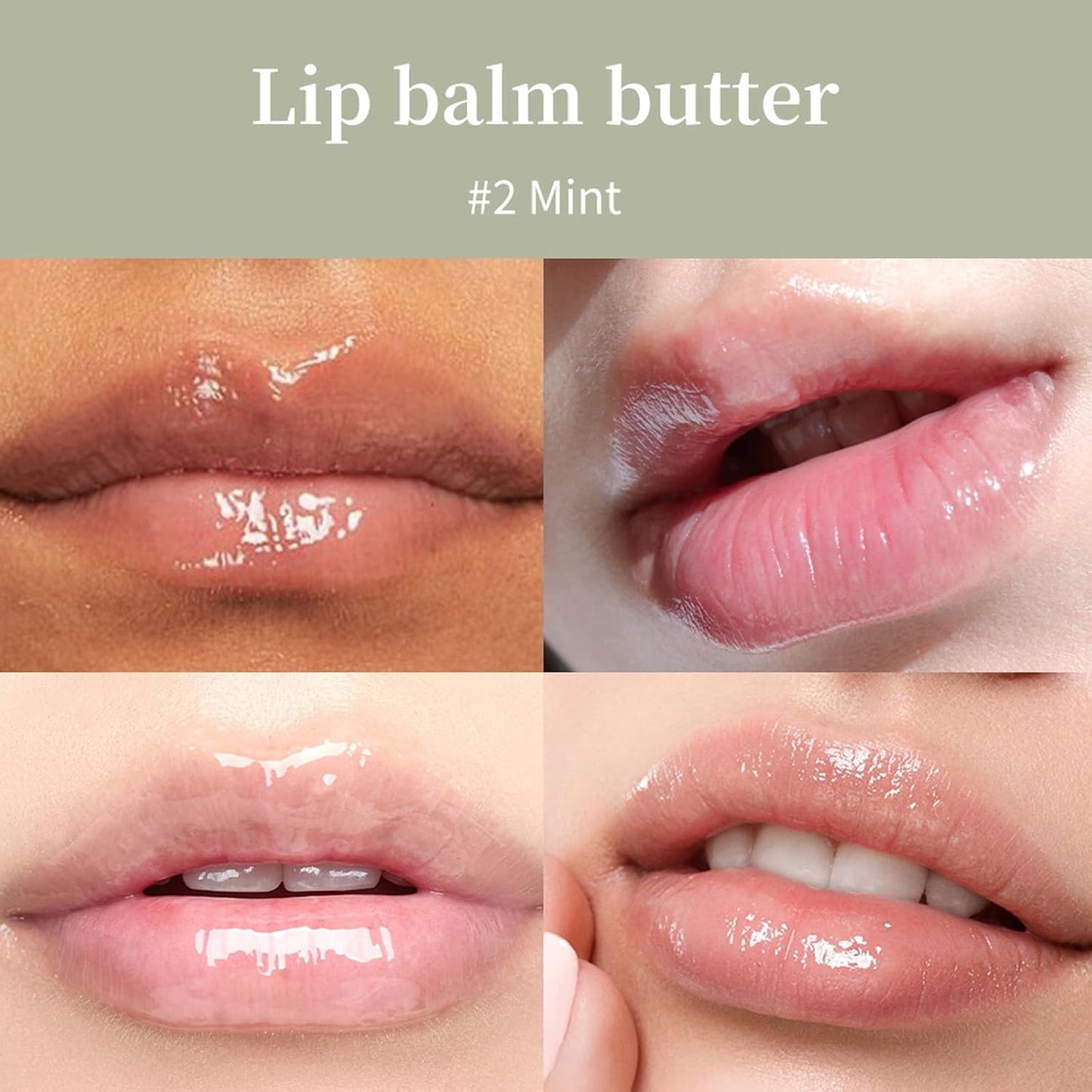 Summer Lip Butter Balm,Moisturizing Hydrating Lip Gloss Balm Set,Long-lasting Non-Sticky Nourishing Lip Care with Natural Ingredients for Soothing Softening Lips(#2-Mint)