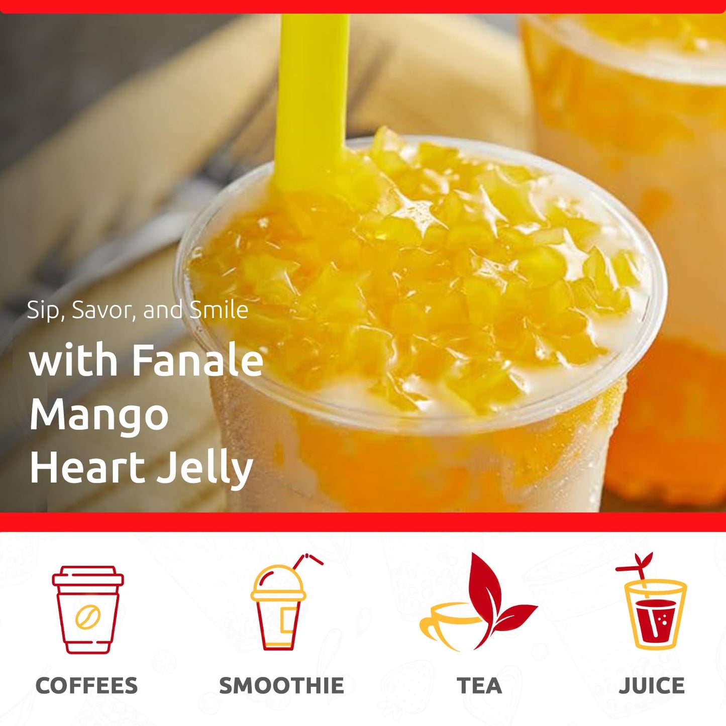 Fanale Coconut Jelly Topping nata de coco for Bubble Tea | Mango Star Jelly Topping for Boba Tea, Smoothies, Slushes, Desserts 400g(Pack Of 1)