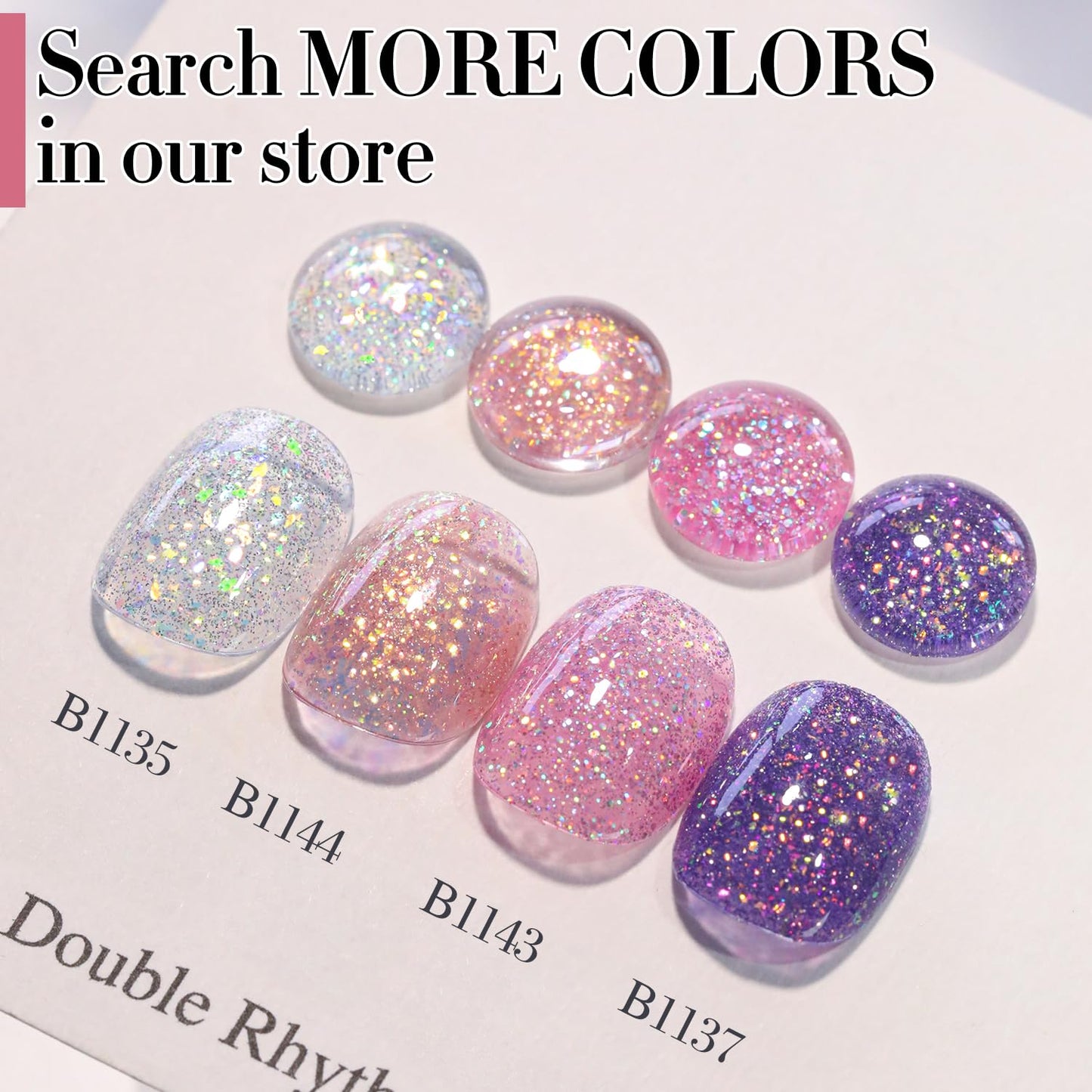 Double Rhythm Gel Polish 15ML Glitter Shimmer Reflective Holographic Color Magnetic for Nail Art Salon DIY at Home (Rose Pink-B1143)