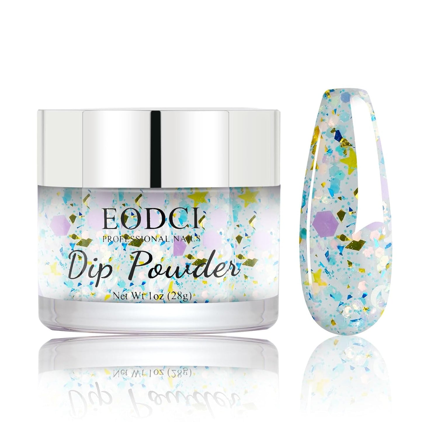 Dip Nail Powder, Moon Star Glitter Color Dip Powder Nail Art Starter Manicure DIY - No Needed Nail Lamp Curing - Long lasting Odor-Free Nail color for Professionals & At-Home - 1 oz