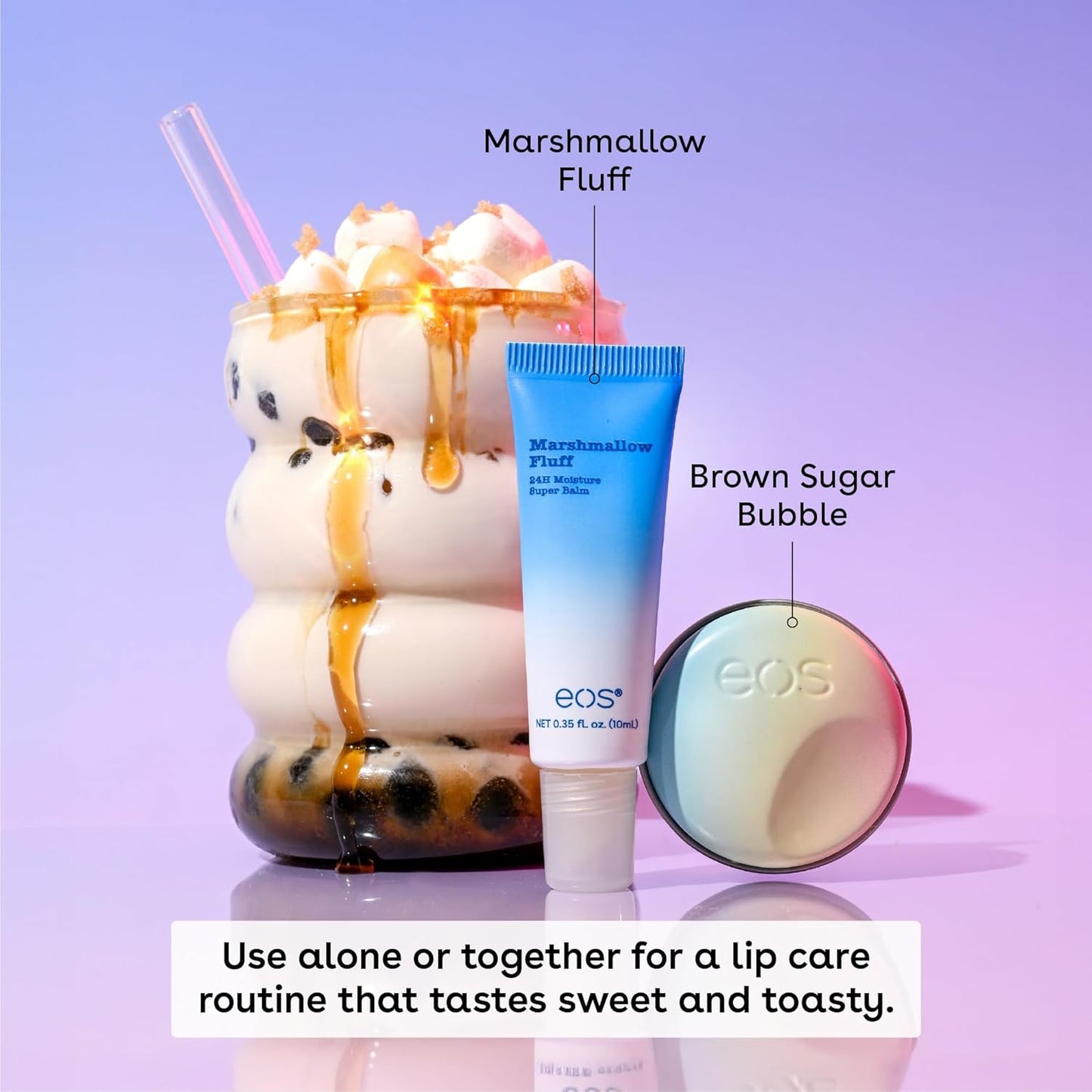 eos Flavor Lab Secret Menu Gift Set - Brown Sugar Boba Lip Scrub Exfoliator & 24H Moisture Super Balm, Limited-Edition Lip Treatment, Nourishing, 2-Pack