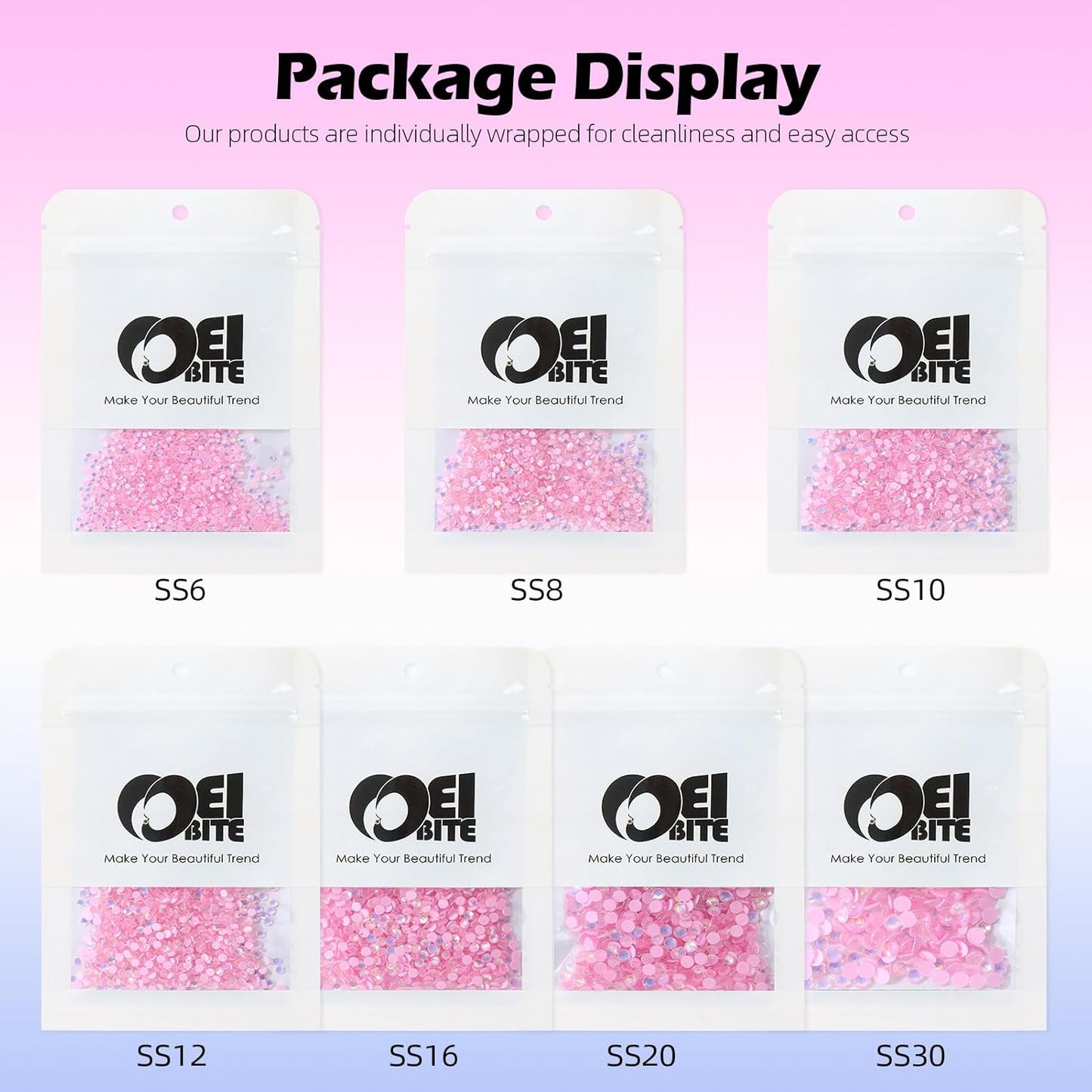F Pink Flatback Rhinestones, Glass Rhinestones for Nail Art and Craft, Glue Fix, Loose Crystal Gemstones(F Pink, SS10, 1440pcs, 2.7-2.8mm)