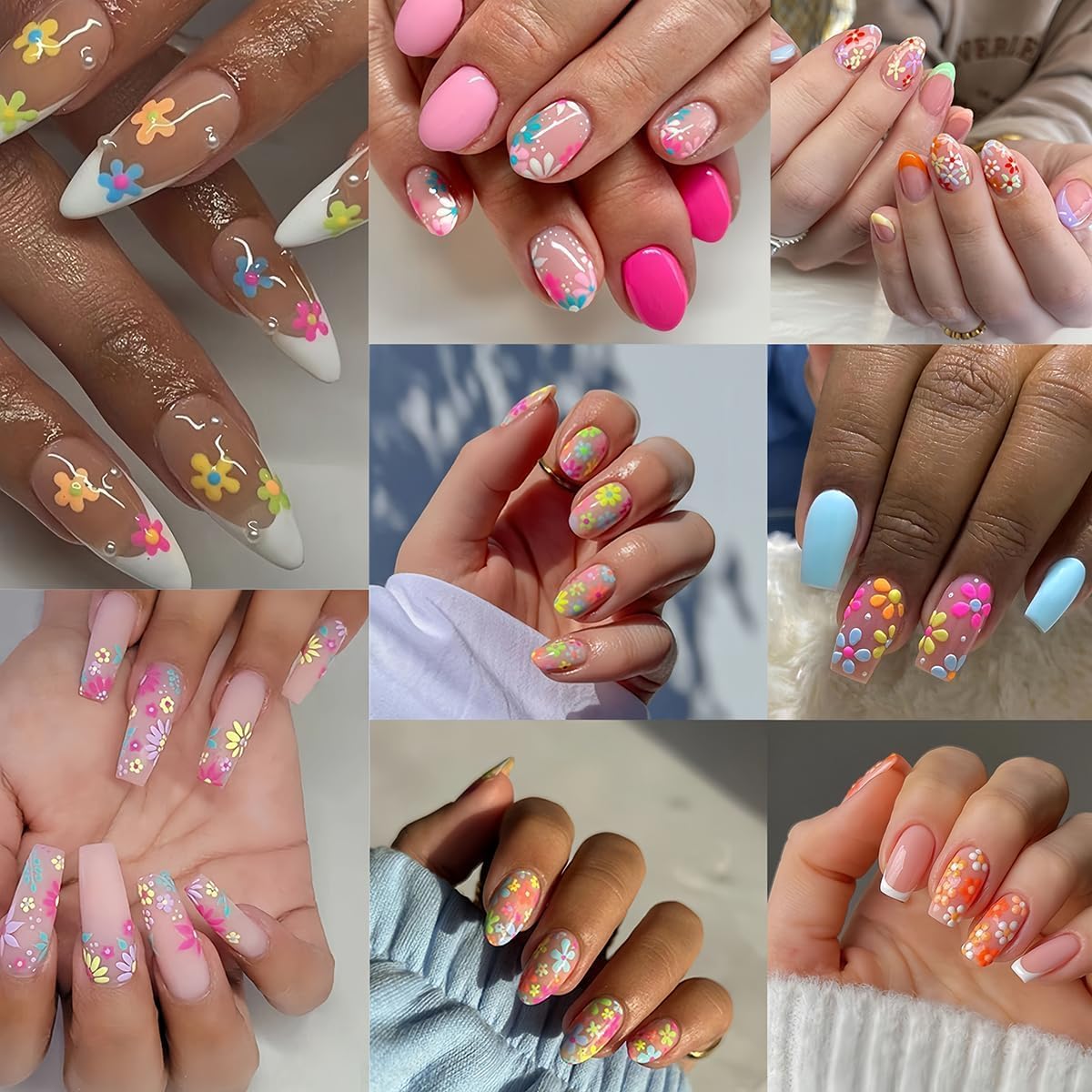 Flowers Nail Art Stickers Decals Colorful Flower Rose Daisy Cherry Blossoms Nail Stickers Design 3D Self-Adhesive Flowers Nail Art Supplies Charms for NailsArt Manicure Tips Decoration 30 Sheets