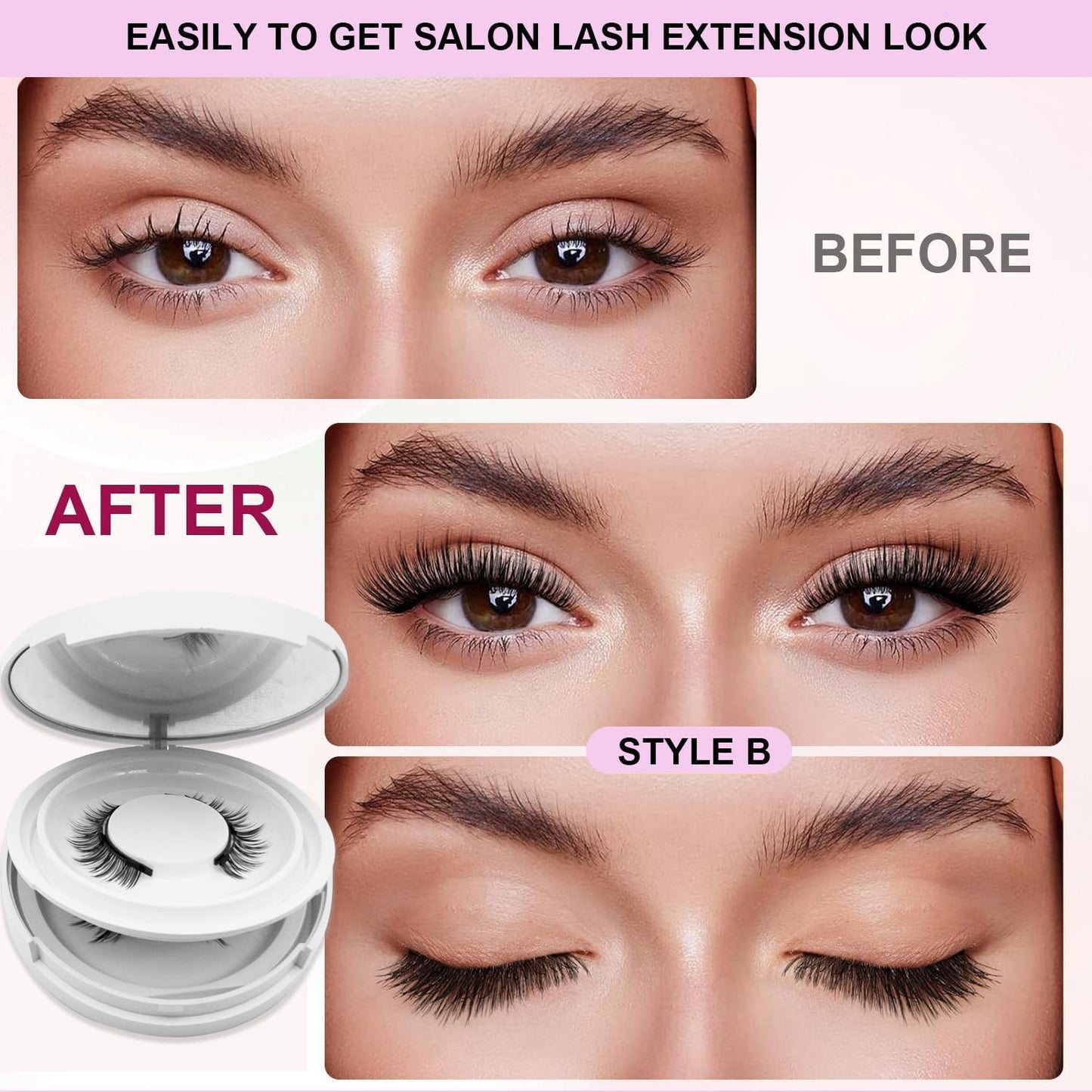 Ginani Magnetic Lashes,Magnetic Eyelashes with Applicator,2025 New Reusable Magnetic Lashes Natural Look No Glue or Liner Needed(Natural+Natural)