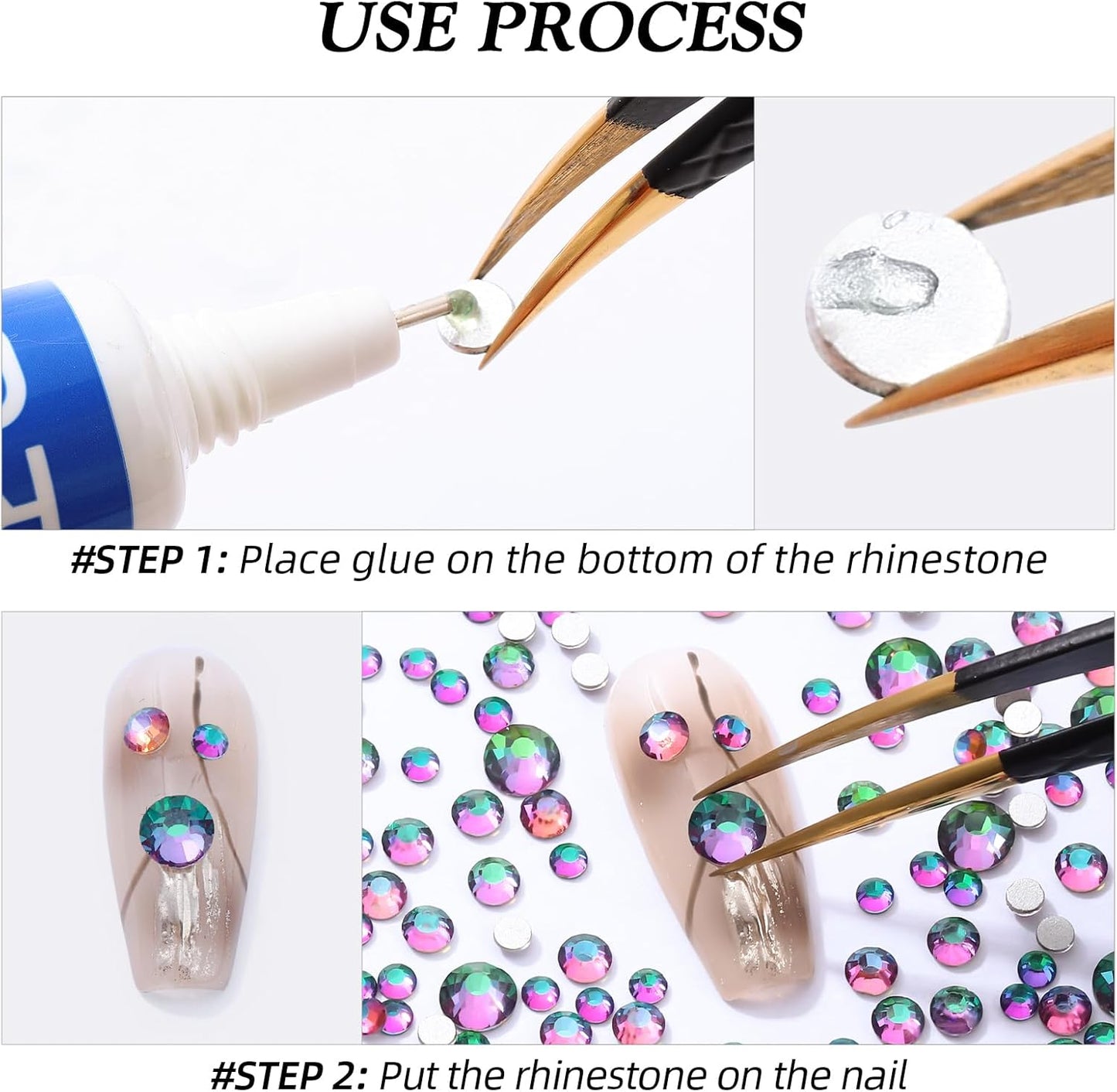 Green Volcano Flatback Rhinestones, Glass Rhinestones for Nail Art and Craft, Glue Fix, Loose Crystal Gemstones(Green Volcano, SS10, 1440pcs, 2.7-2.8mm)