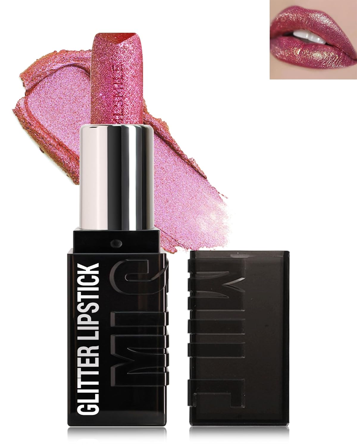 Diamond Glitter Matte Lipstick, Long Lasting Waterproof Ruby Red Metallic Sparkling High Pigment Non-Stick Lip Tint Lip Gloss,Full-coverage Lipgloss, Mother's Day Lip Makeup Gift for Women Girl-04