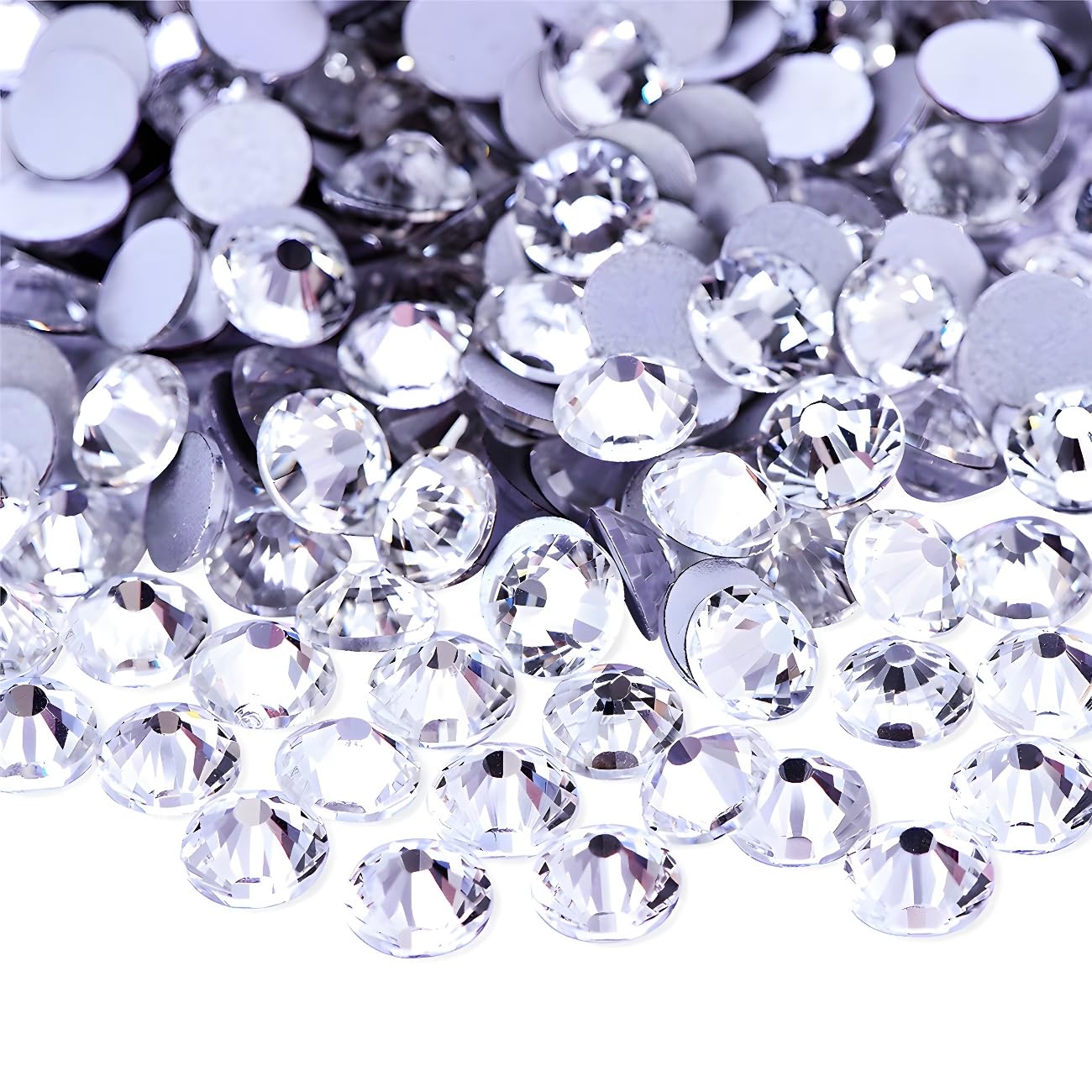 Flatback Rhinestones Round Gems for Nails Art and Crafts 4000Pcs SS12 3mm Glitter Crystals Stone DIY Bags Clothes Shoes (White)