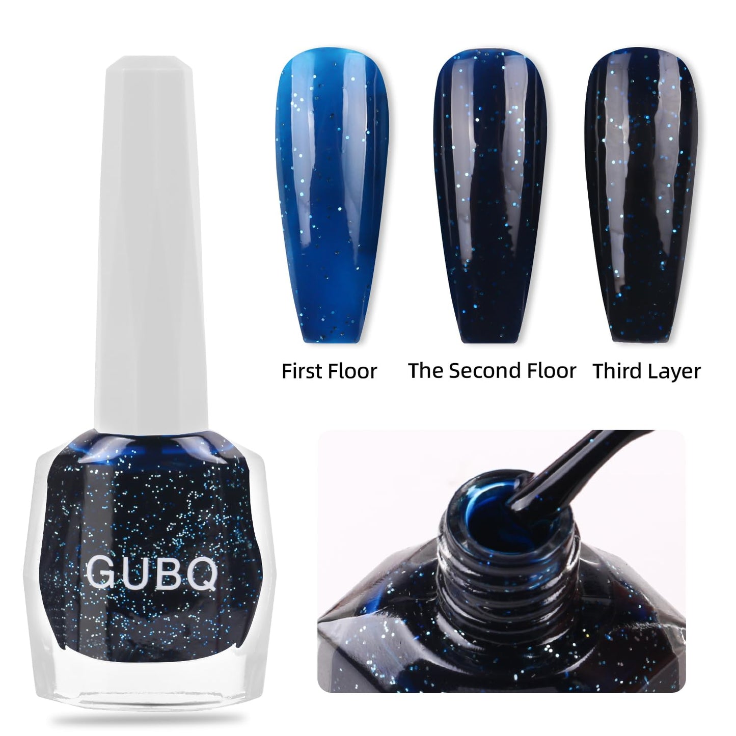 Major Dijit Quick Dry Nail Polish 12ml/0.41fl oz Glitter Midnight Blue Regular Nail Lacquer Fast Drying & Long Lasting Nail Polish Nail Art Effect for Nail Salon