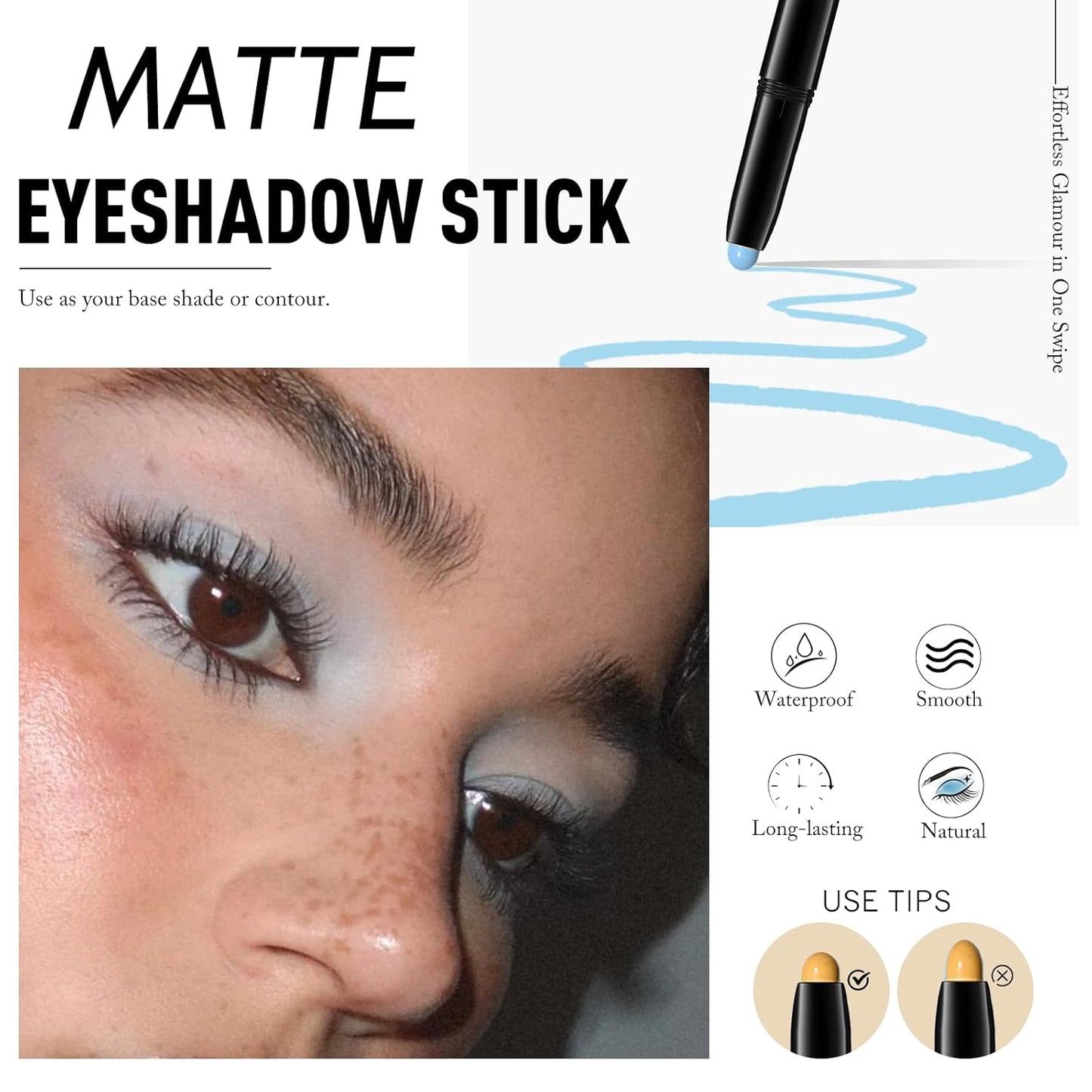 Eyeshadow Stick Matte Eye Shadow Pencil Cream to Powder Eye Brightener Crayon Long-Lasting Single Eyeshadow Buildable & Blendable High Pigmented Eye Liner Makeup for Women, 10 CORNFLOWER