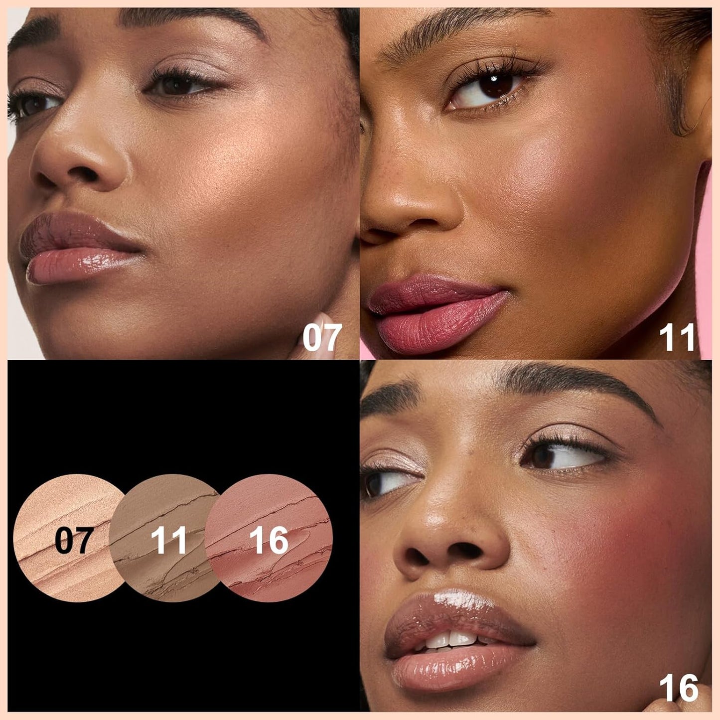 FOCALLURE 3 Pcs Cream Contour Sticks,Shades with Highlighter & Bronzer & Blush,Non-greasy Long-wear Face Contouring Pen,Easy to Sculpt the Face and Create a Lightweight Finishing Makeup,MEDIUM