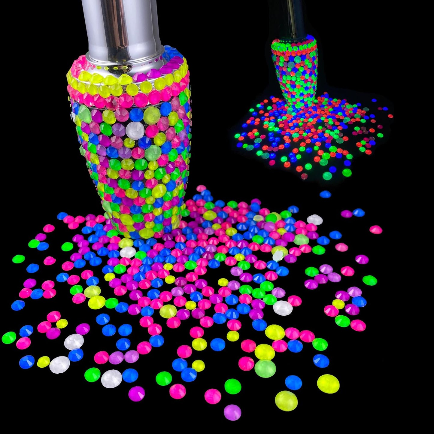 Flatback Glass Rhinestones,Bedazzler Gems 1440pcs Non Hotfix Crystal Rhinestones for Nail Charms Crafts Clothes Tumblers,Green Neon,SS10