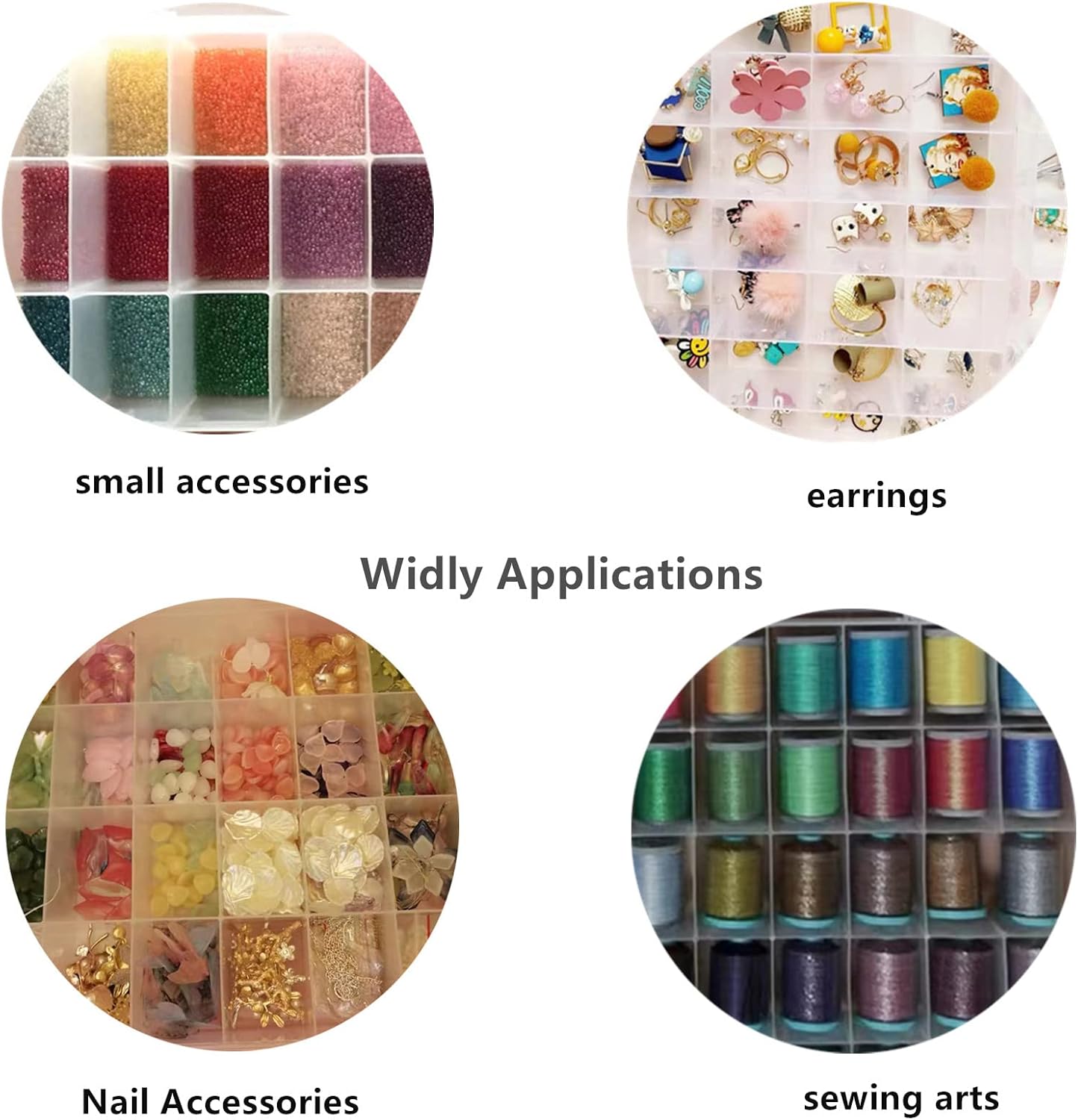 Feadily 1PCS 36 Grids Large Plastic Organizer Box with Dividers, Compartment Organizer Box for Nail Accessories/Screw/Sewing Arts and Oil Paint, Bead Storage Containers 14.9" x 9.2" x 1.9" (Clear)