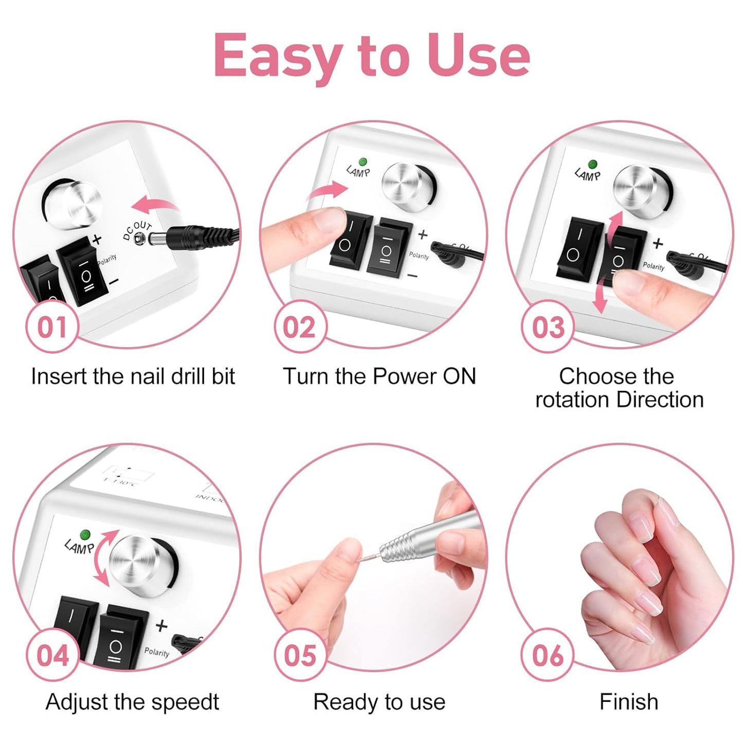 Jiasheng Professional Nail Drill, 20000rpm Electric Nail Drill Machine, Electronic Nail File Drills for Acrylic Nails Gel Nails Manicure Pedicure Tools for Salon Use, White