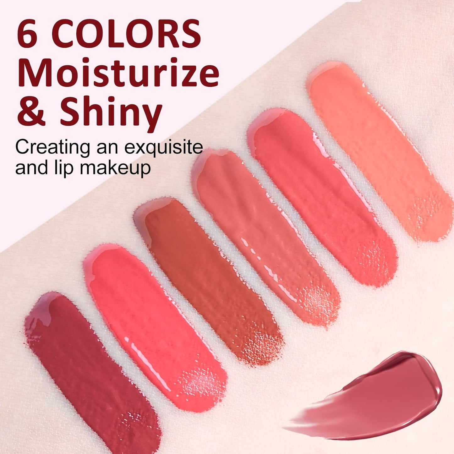 Dmsky Hydrating Glossy Lip Stain 6 Pack, Long-Lasting Lip Gloss Bulk Set, Lightweight Lip Tint with 6 Colors, Lip Gloss for Women and Girls Makeup