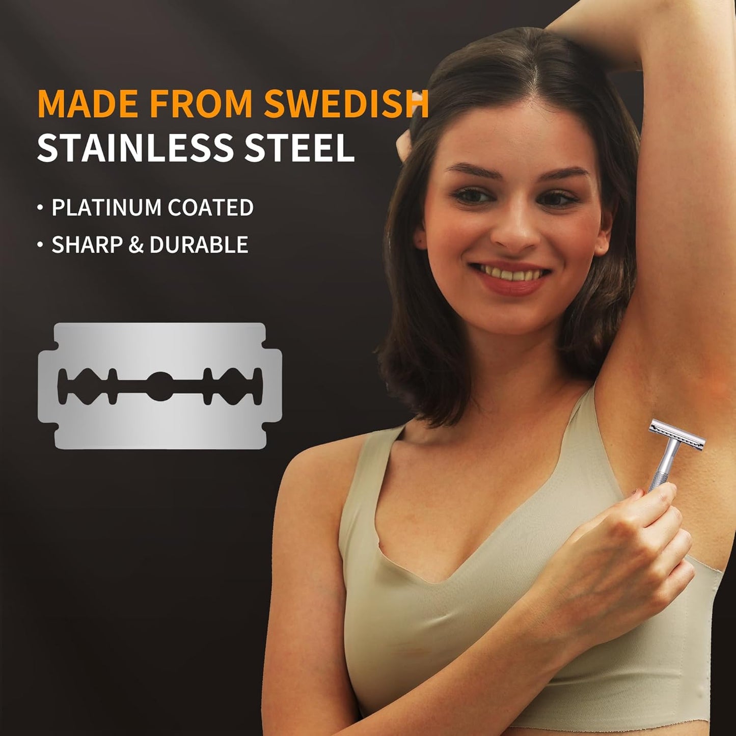 Gearhub Premium 100 Count Double Edge Safety Razor Blades Refills Swedish 13C26 Stainless Steel Platinum Coated, Mild to Medium Sharpness for Smooth Shaves