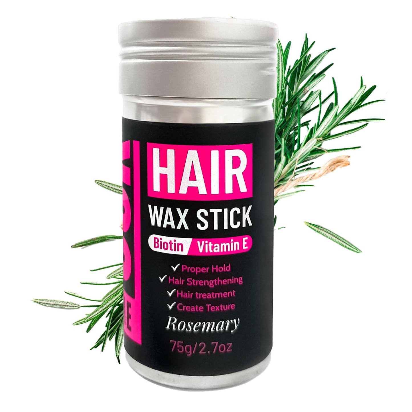 Hair Wax Stick 2.7 fl oz – Strong Hold, Tames Flyaways – Biotin, Vitamin E & Rosemary Formula – Hair Wax Stick for Men & Women, Slick Back Styles, Supports Healthy Hair for All Types