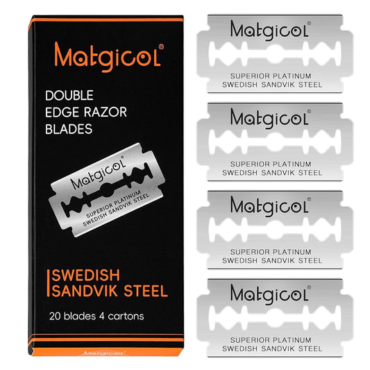Double Edge Safety Razor Blades - 20 Count Premium Platinum Swedish Steel Blades for Men & Women’s Razors – Precision Shaving Blades for Smooth, Comfortable & Close Shaves
