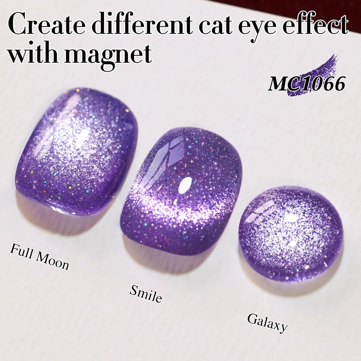 Double Rhythm Cat Eye Gel Polish with Magnet 15ML Jelly Glass Holographic Glitter Shimmer Translucent Sheer Color Magnetic Gel Polish Salon DIY at Home (Dark Purple-MC1066)