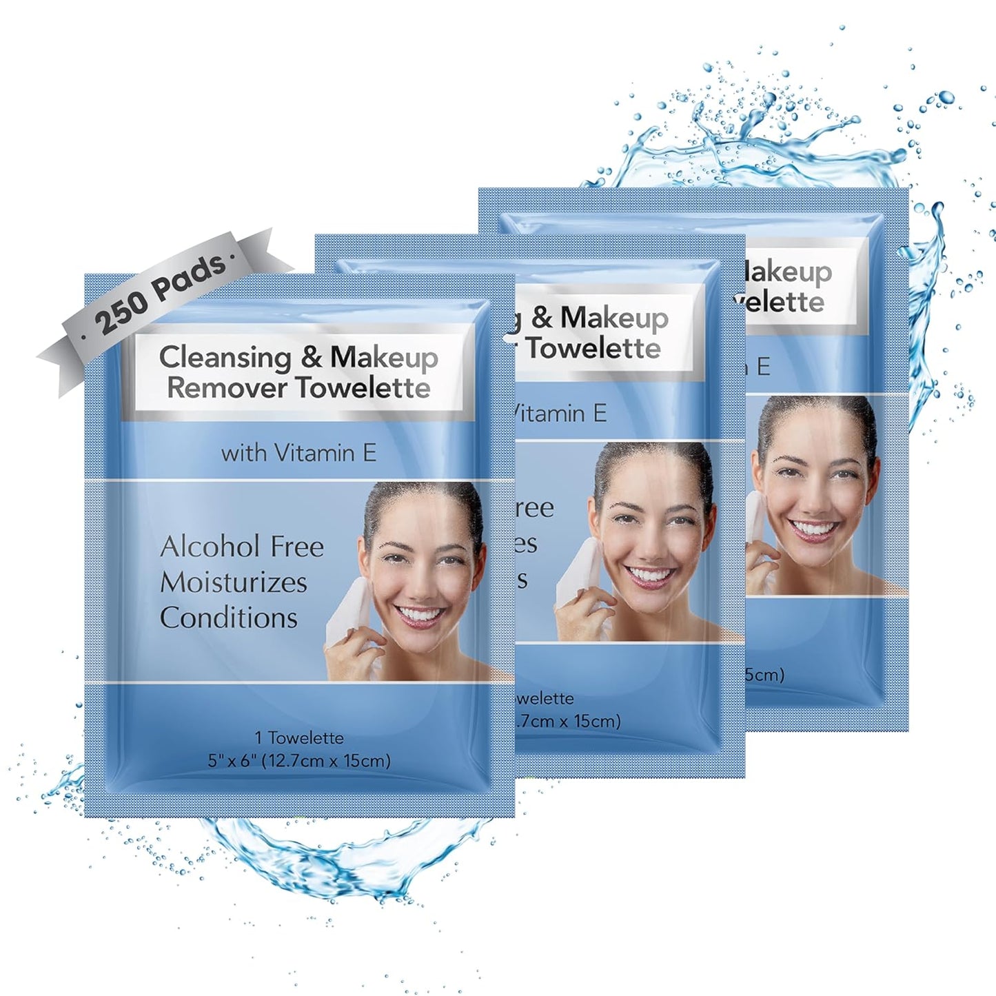 Diamond Wipes Makeup Remover Wipes, Alcohol Free Facial Cleansing Wipes with Vitamin E, Case of 250 Face Wipes