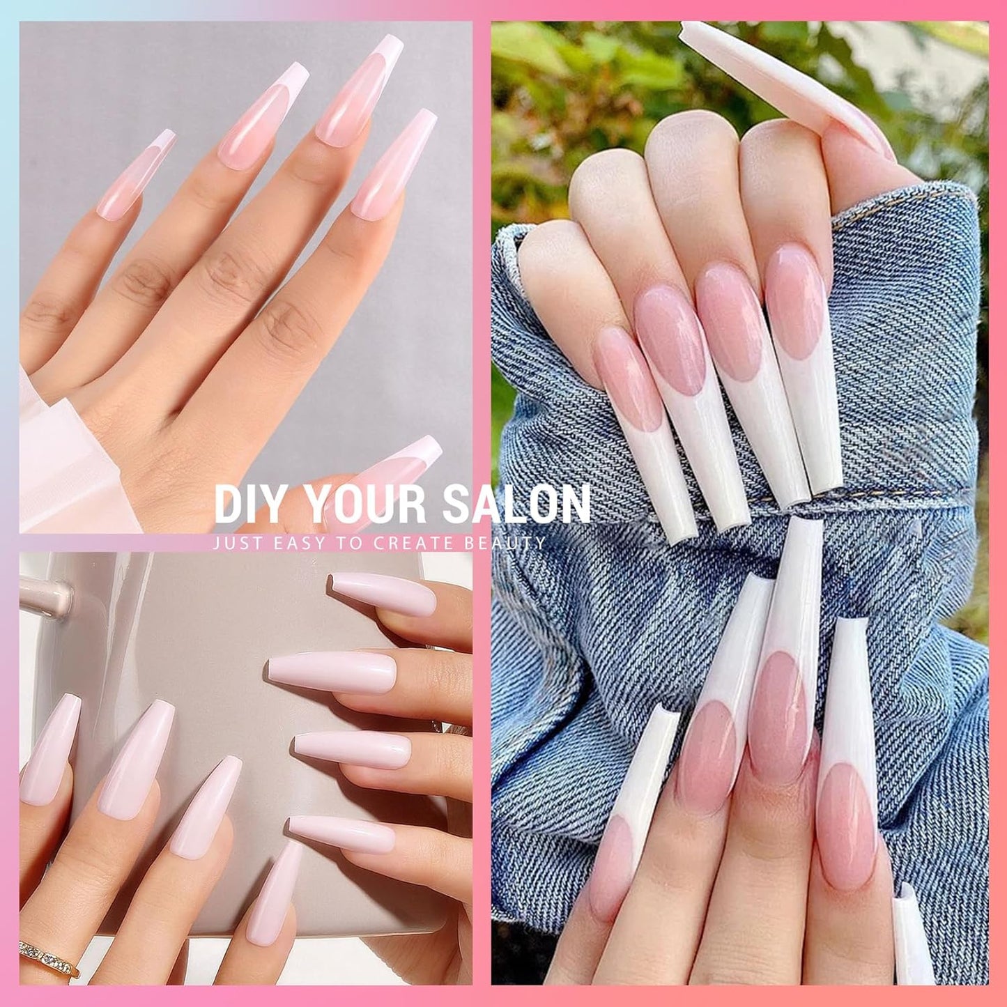 Ranrose Long Coffin Nails Tips: 240pcs XXL Acrylic Nails Clear C Curve Coffin False Nail, Full Cover Fake Nails for Nail Extension, 12 Sizes