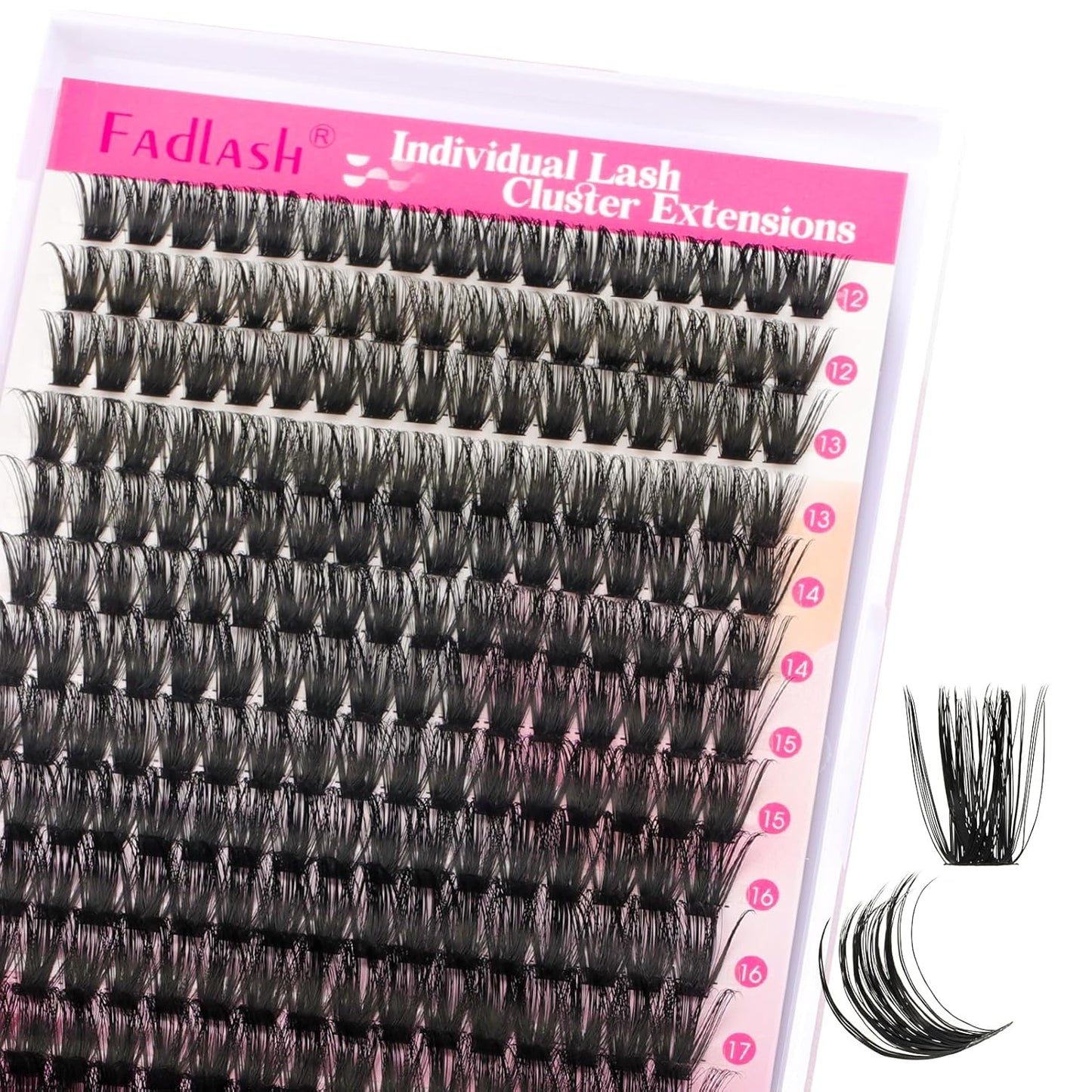FADLASH Cluster Lashes D Curl Wispy Individual Lashes DIY Eyelash Extension Natural Look Reusable Fluffy Cluster Eyelash Extensions Self Application at Home （80D-0.07D-12-18MIX)