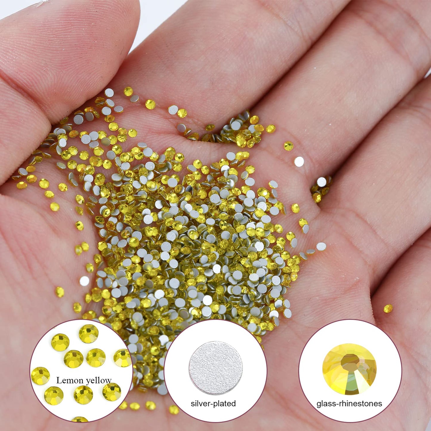 1440Pcs Lemon Yellow Crystal Rhinestones,Glass Flatback Rhinestones Gemstones Mini for Nail Face Makeup Art Crafts Clothes Decoration- (SS4, 1.6mm,Lemon Yellow)