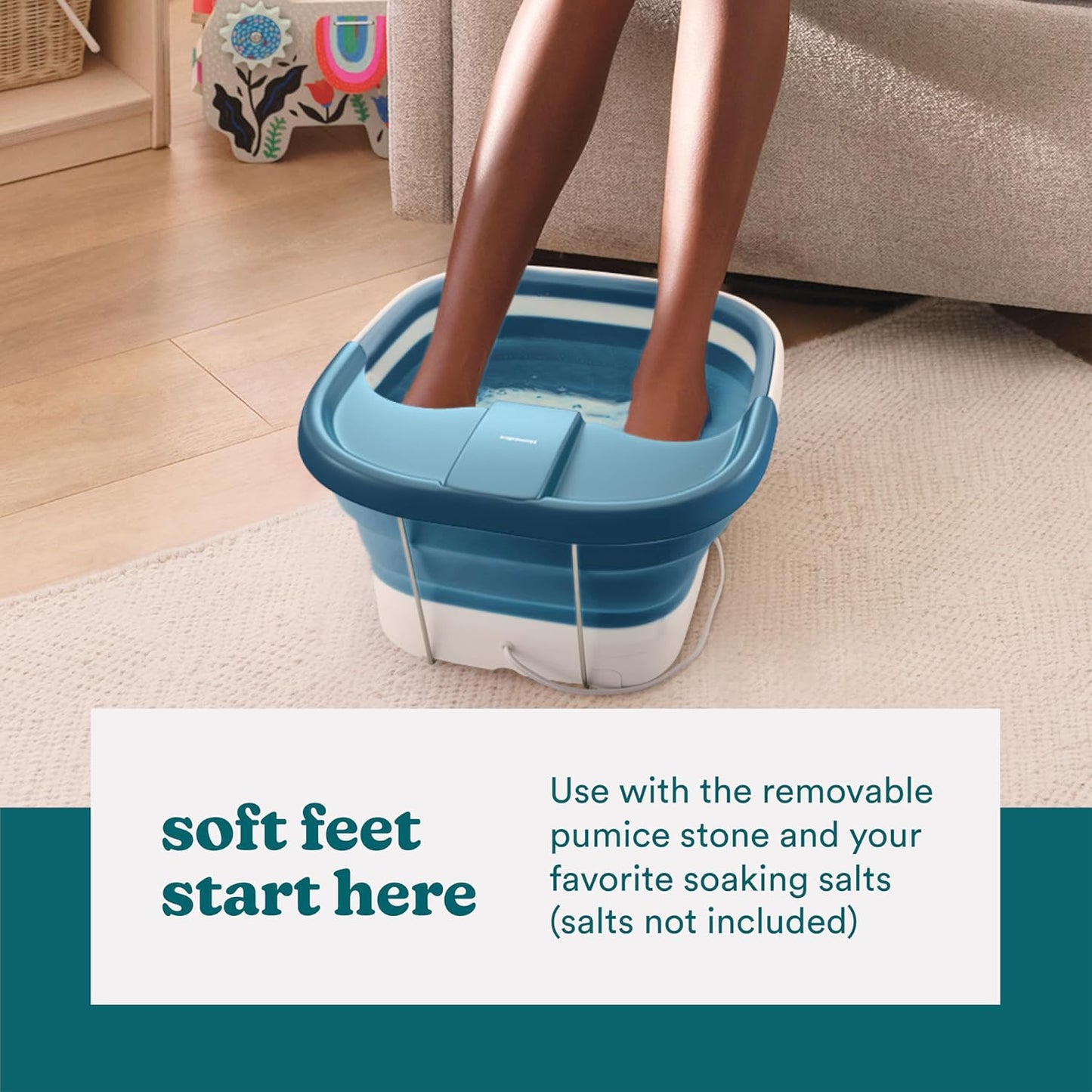Homedics Smart Space Bubble Mate Collapsible Foot Spa, Heat-Maintaining, Bubble Massage with Pumice Stone and Splash Guard