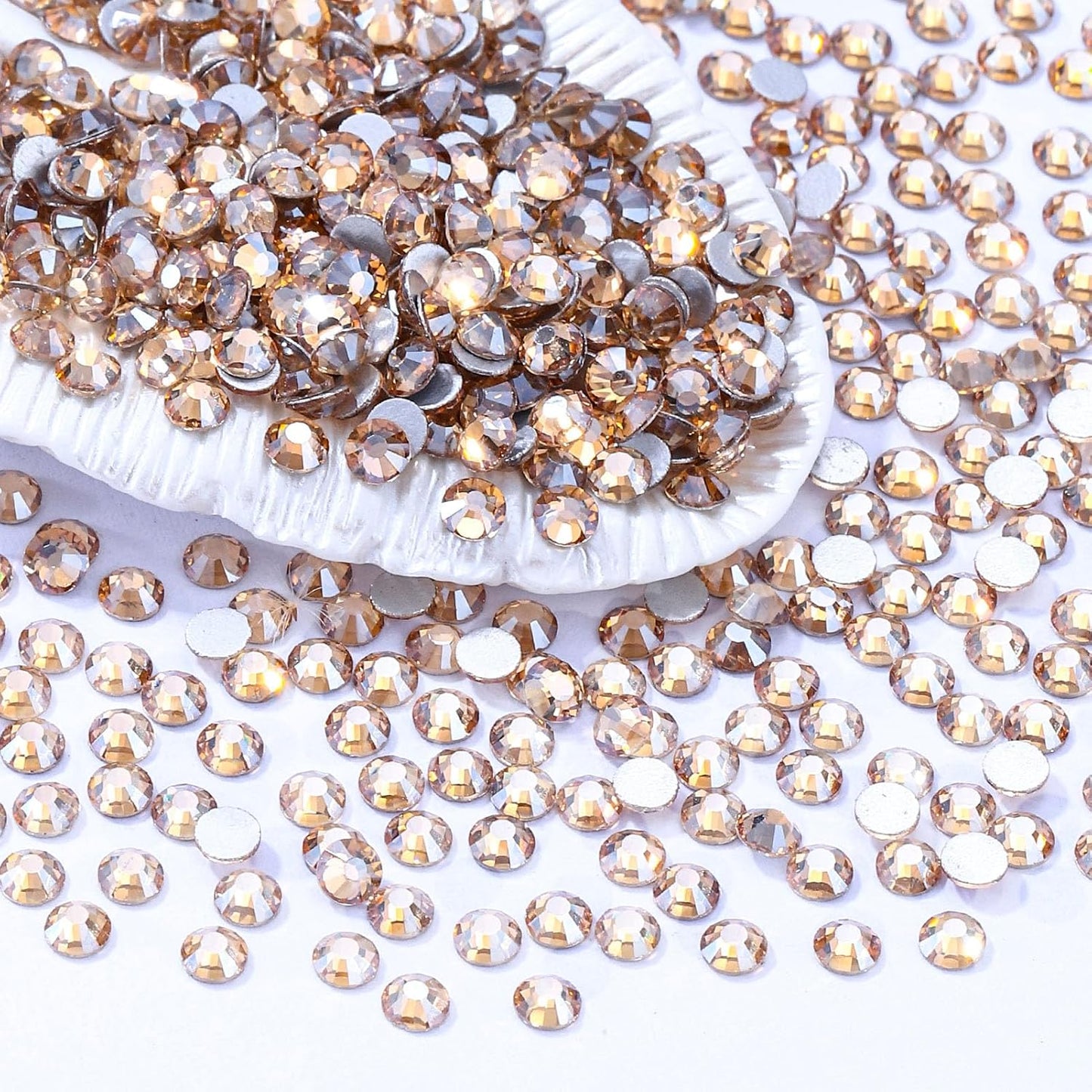 Gold Shadow Flatback Rhinestones, Glass Rhinestones for Nail Art and Craft, Glue Fix, Loose Crystal Gemstones(Gold Shadow, SS8, 1440pcs, 2.3-2.5mm)