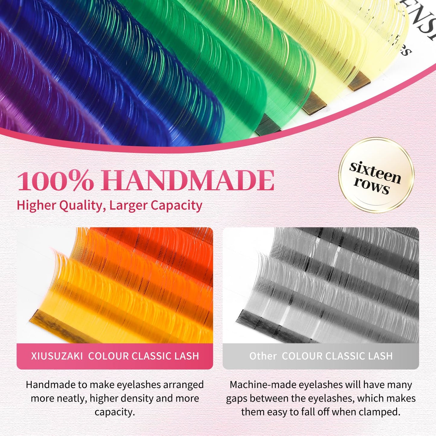 Eyelash Extensions Colored Lashes Extension 0.07 D Curl Lashes 8mm Classic Lash Extensions Soft Individual Lashes 16 Rows Natural False Eyelashes Volume Lashes Professional Use(Colored,0.07-D,8mm)