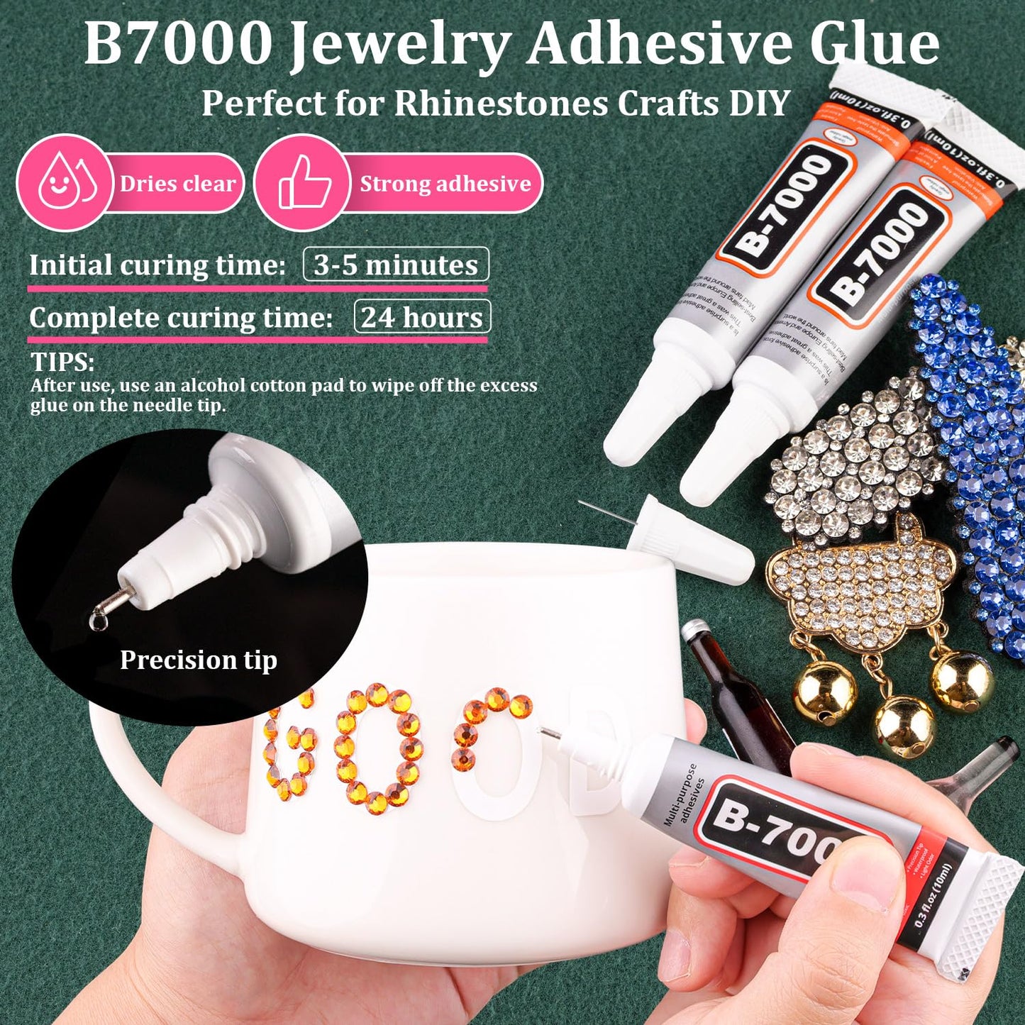 Resin Rhinestones for Crafting with B7000 Jewelry Glue, 2 Boxes Orange Flatback Crystals with 3Pcs 10ml Glue for Bedazzling Crafts DIY Nail Art Makeup，Non Hotfix Gems for Clothing Shoes