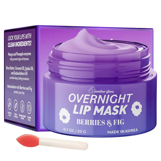 Lip Mask with Berries & Fig – Overnight Lip Repair, Intense Hydration & Smoothing – Dermatologist Tested, Korean Lip Care – Vegan, Clean Beauty, 95% Natural – 1 Pack