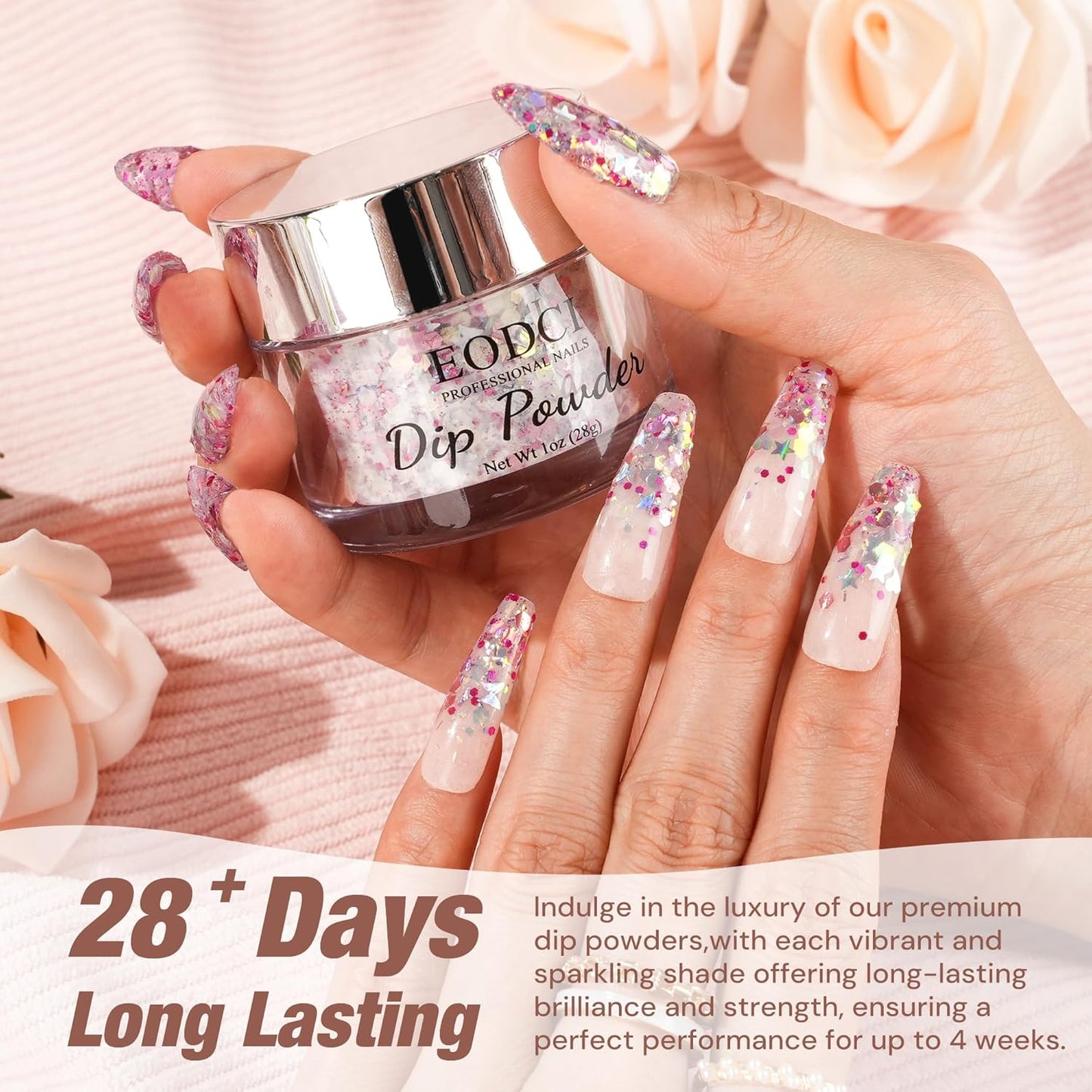 Dipping Powder Colors, Mermaid Tale Glitter Color Dip Powder - Nail Art Starter Manicure DIY No Needed Nail Lamp Curing Odor-Free Nail color for Professionals & At-Home - 1 oz