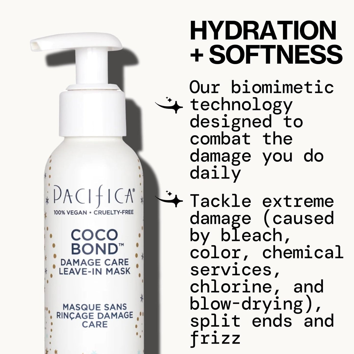 PACIFICA Beauty, Coco Bond Damage Care Leave-In Repair Mask Treatment, Dry & Damaged Hair from Bleach, Color, Chemical Services, Chlorine, & Heat, Coconut, Vegan