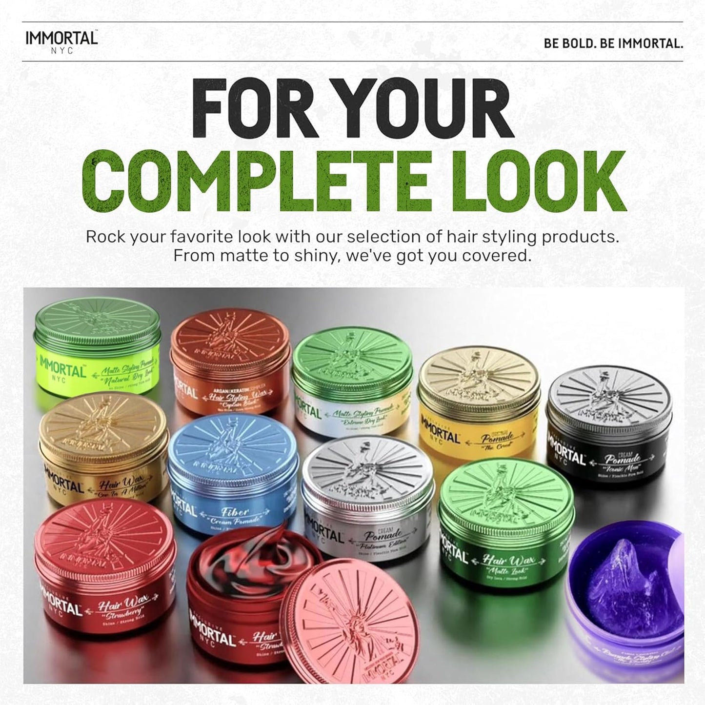 Immortal NYC Natural Dry Look Hair Wax - 8 out of 9 Holding Ability, Matte Finish - All Natural Water-Based Hair Wax for Men - No Residue, All Hair Types