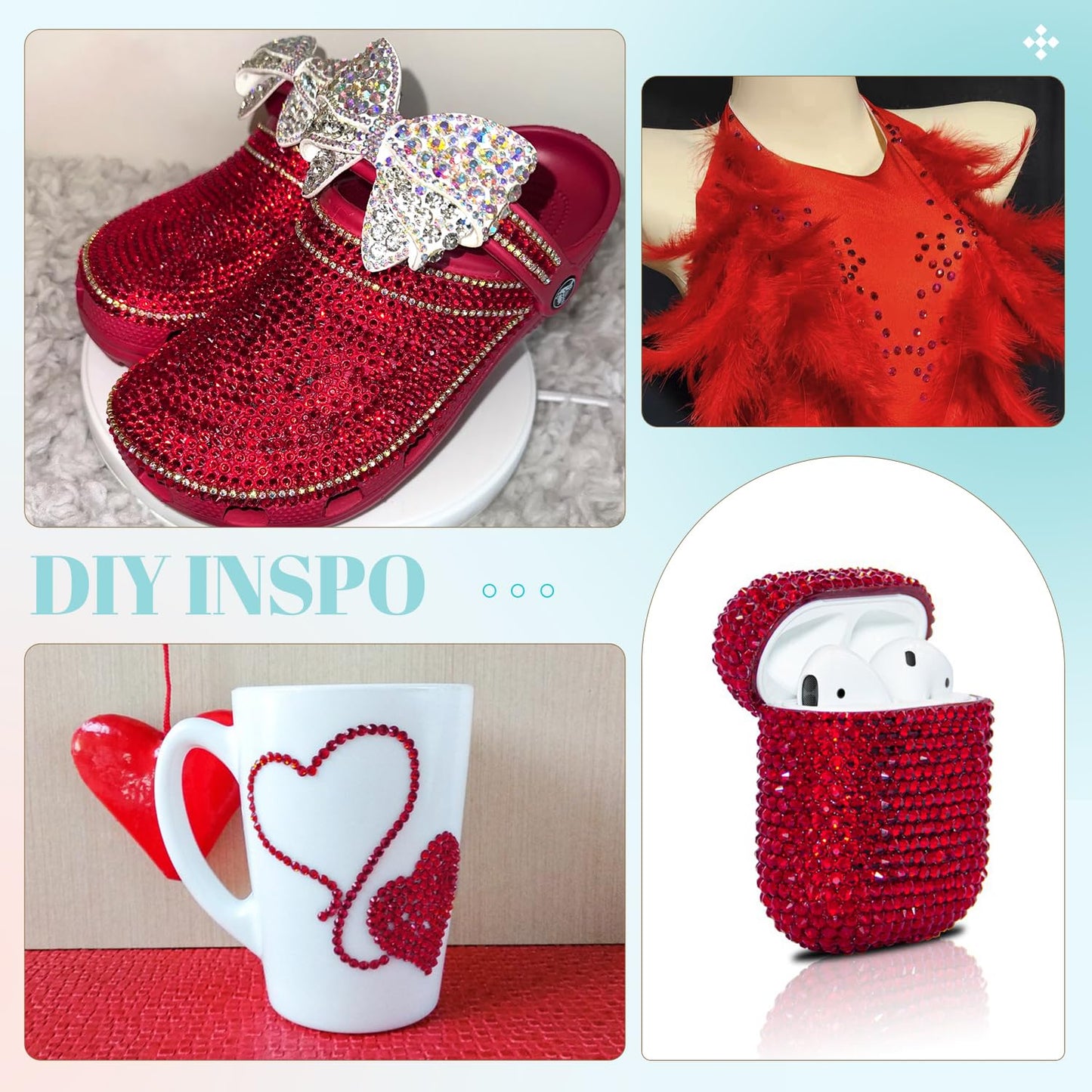 6100Pcs Resin Rhinestones for Crafting with 2Pcs 10ml B7000 Jewelry Glue, 1 Box Flatback Crystals Diamond (Dark Red) for Bedazzling Crafts DIY Nail Art，Non Hotfix Gems for Clothing Shoes Tumblers