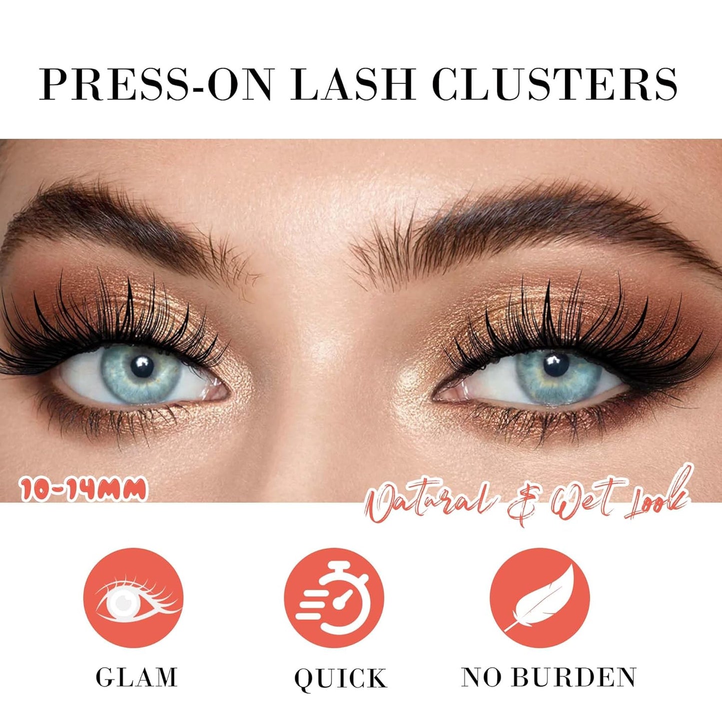 GAQQI Self Adhesive Eyelashes Lash Clusters, Press on Lashes 10-14mm Natural Manga Cluster Lashes, Reusable No Glue Lashes C Curl, NEW-TECH Thin Flakes Pre Glued Eyelashes Clusters (PG25)