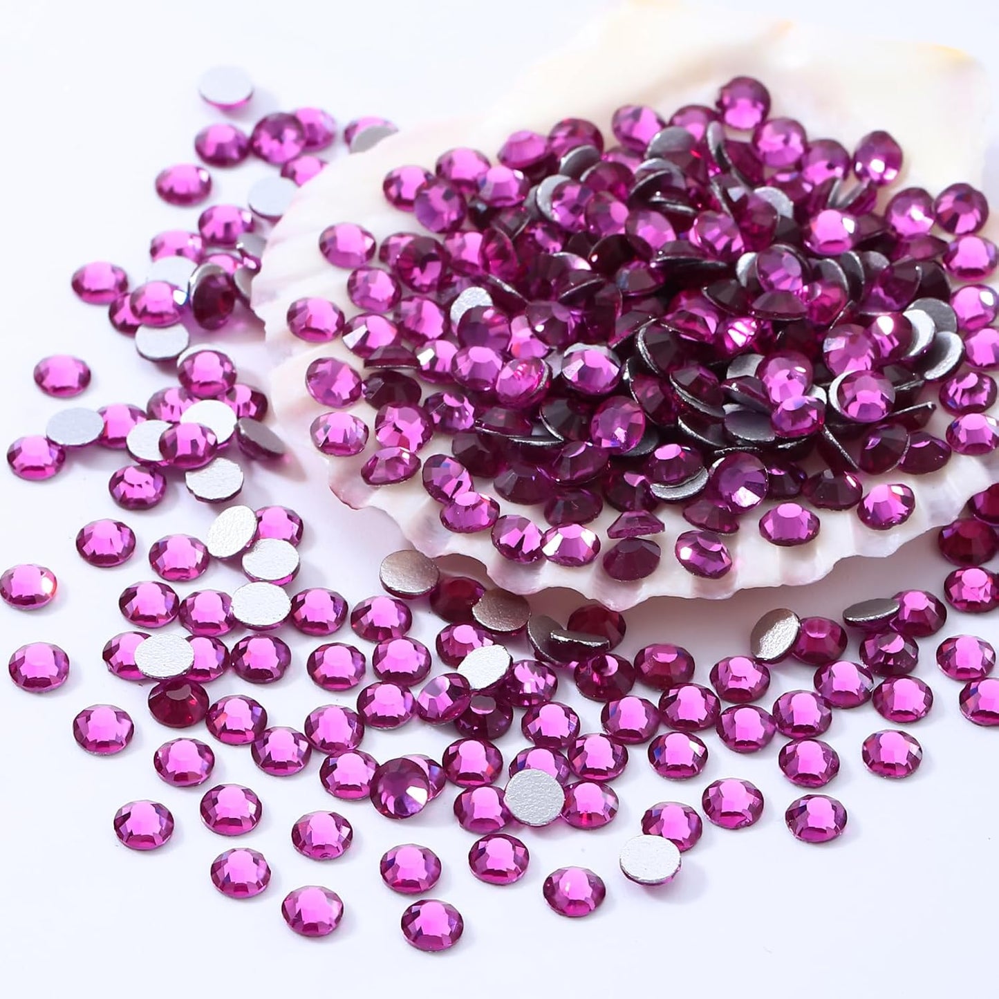 Fuchsia Flatback Rhinestones, Glass Rhinestones for Nail Art and Craft, Glue Fix, Loose Crystal Gemstones(Fuchsia, SS16, 1440pcs, 3.8-4.0mm)