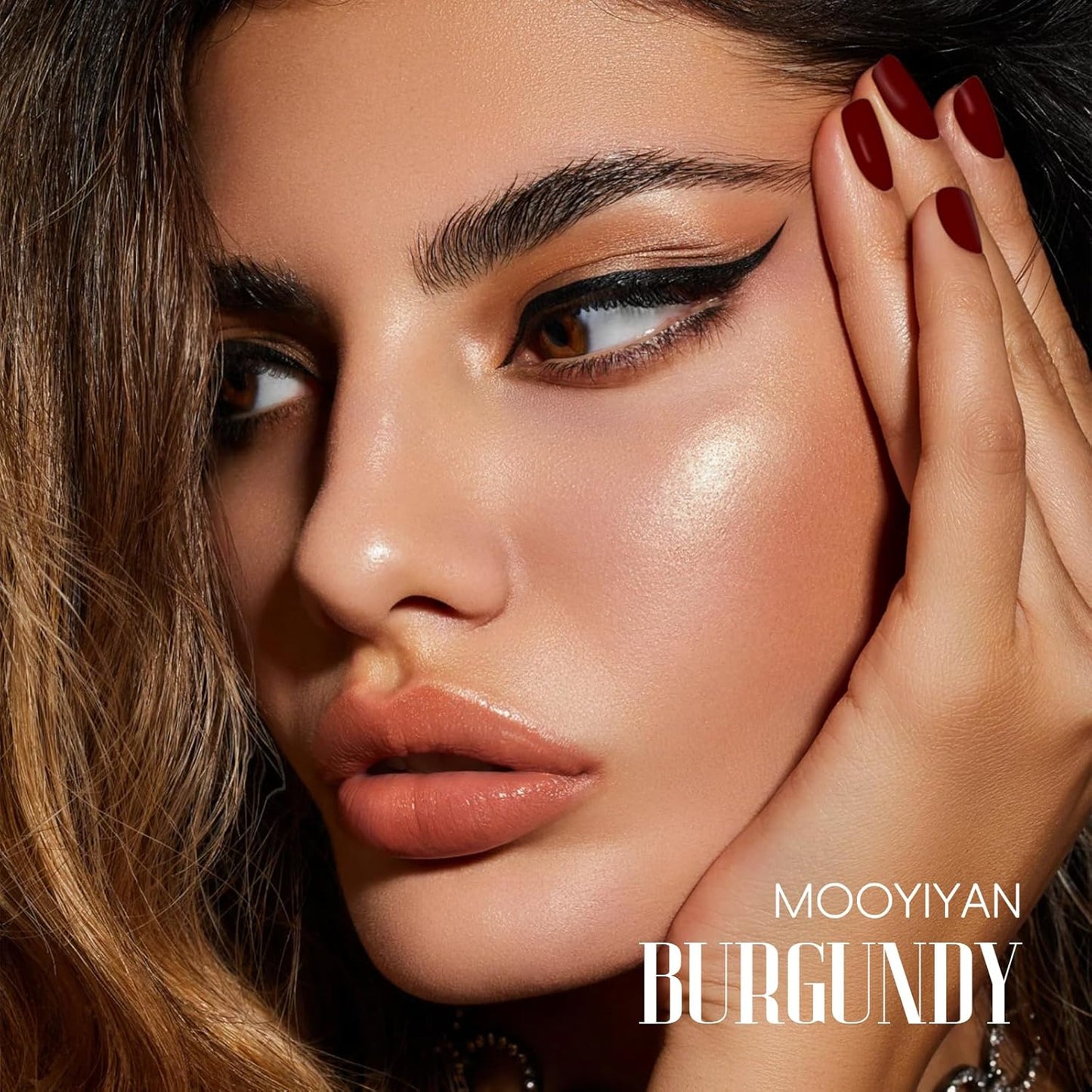 Gloss Nail Strips|Uv Free|22 Pcs,Gel Nail Stickers|Long Lasting Two Weeks and Easy to Apply&Remove|Burgundy