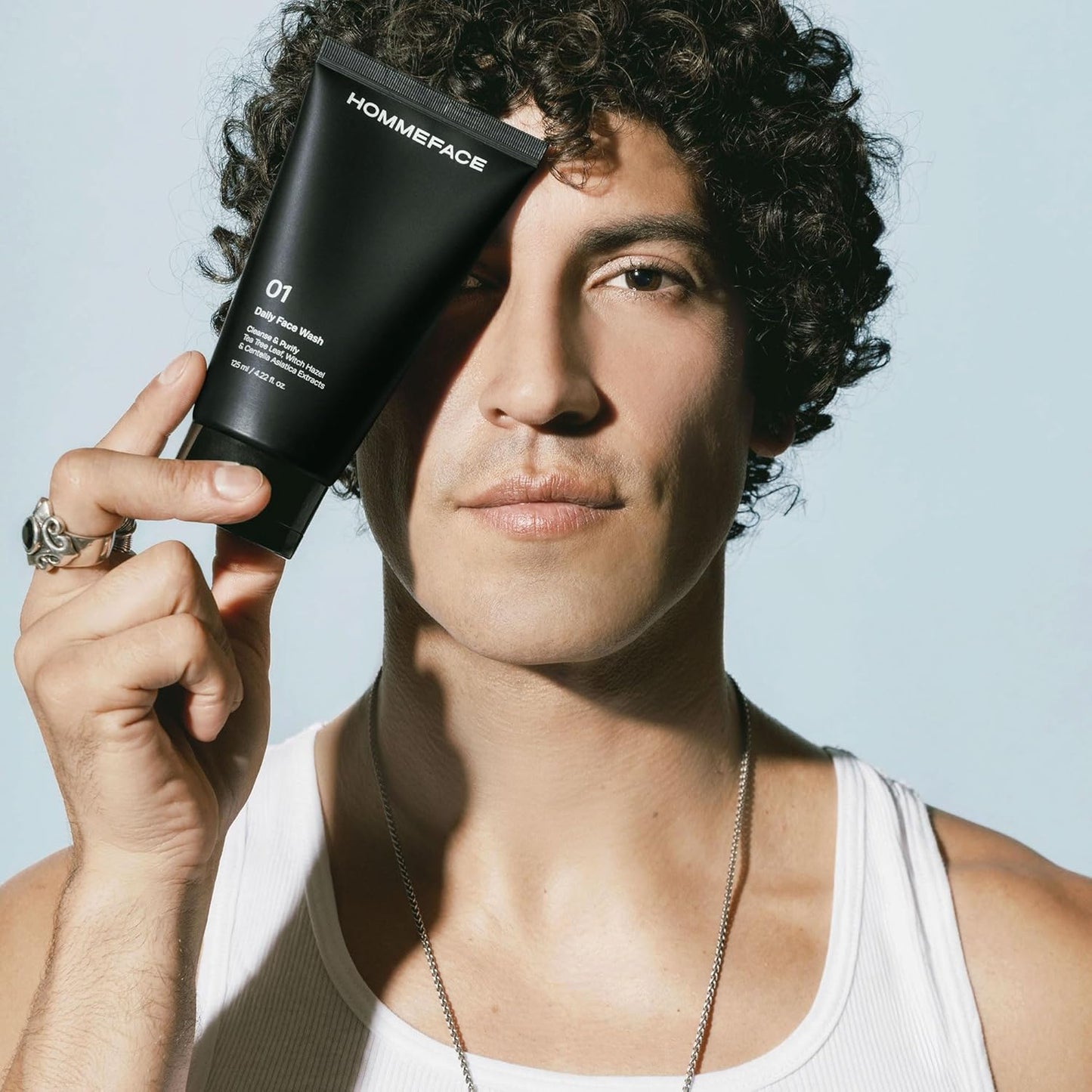 HommeFace Daily Face Wash for Men, 4.22 Fl. Oz. Gentle Facial Cleanser for Deep Cleansing & Purifying with Collagen, Witch Hazel & Cica Extracts, Vegan